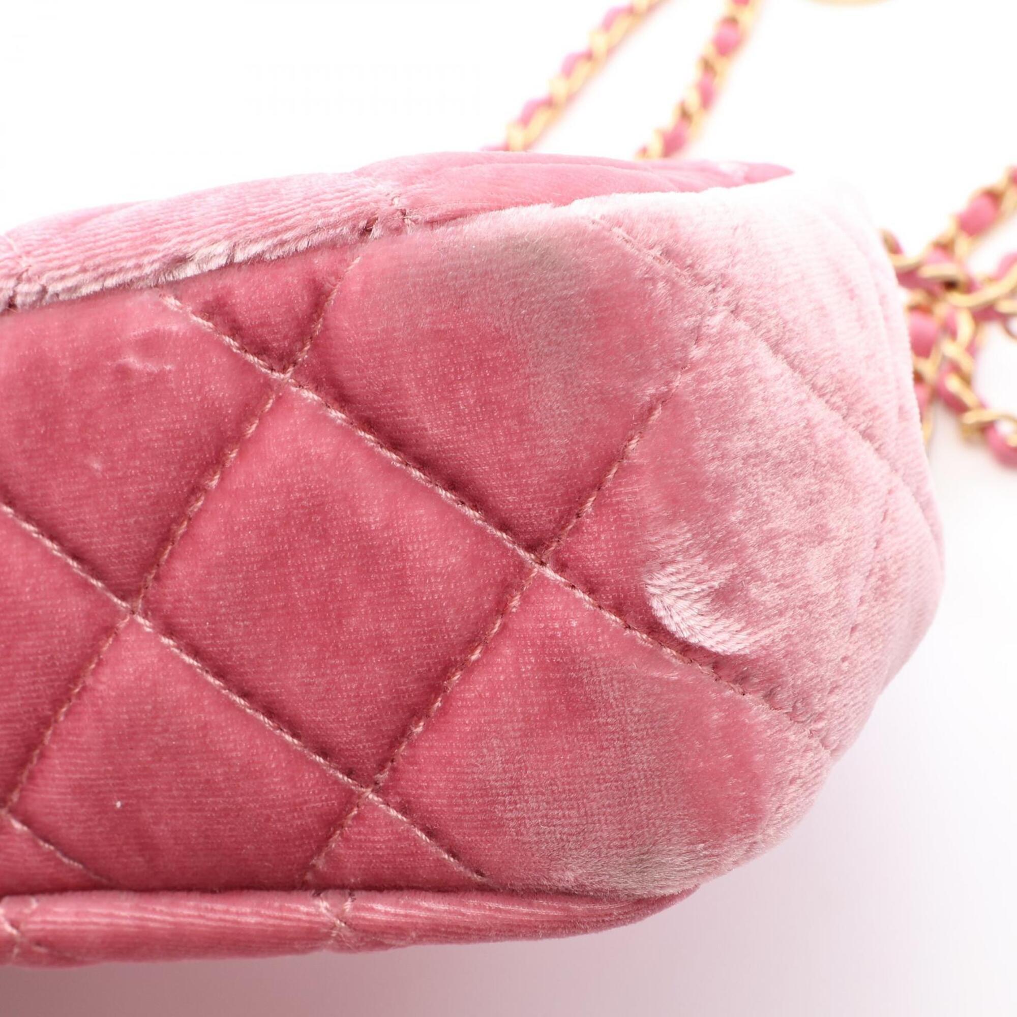 Chanel Pink Fabric Leather Handbag Shoulder Bag (Pre-Owned)