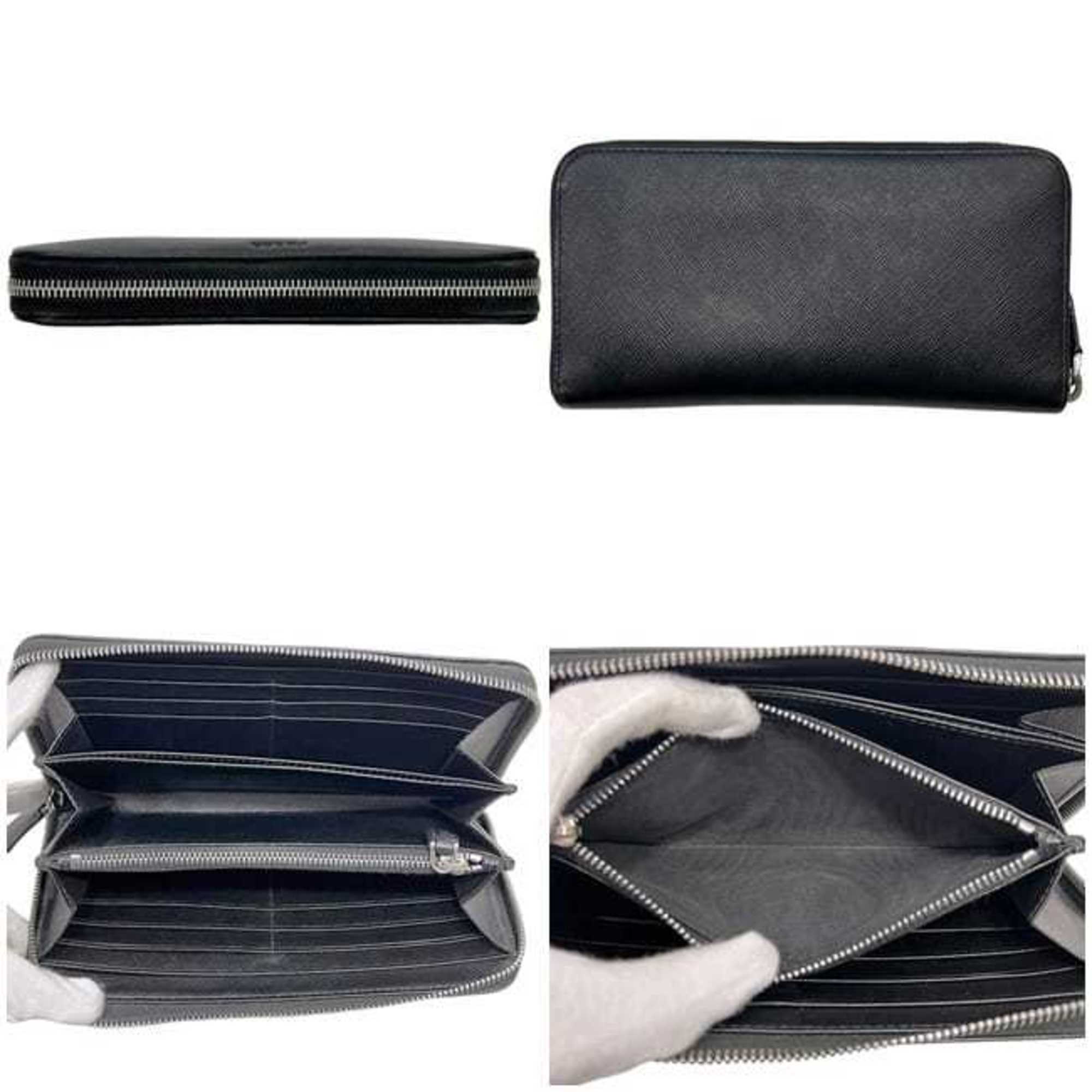 Prada Black Nero Saffiano Long Wallet (Bi-Fold) (Pre-Owned)