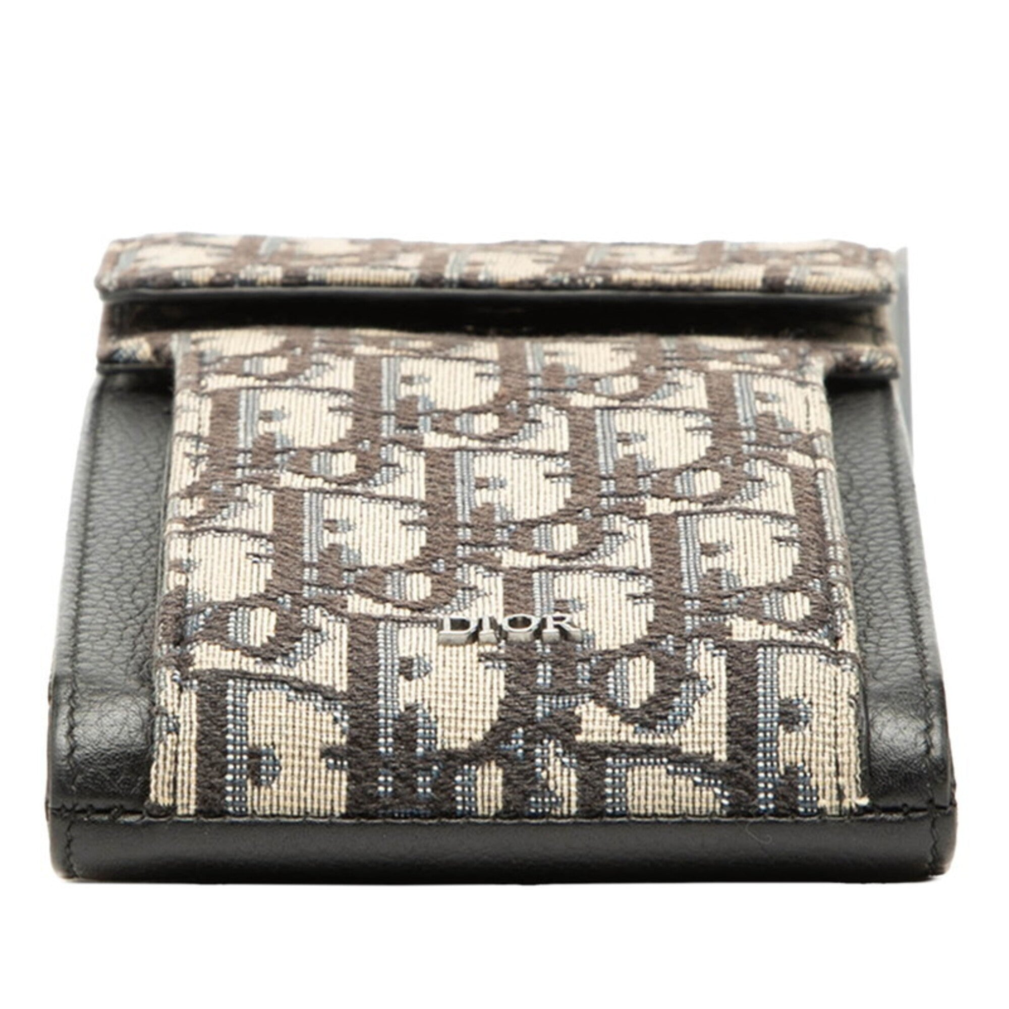 Christian Dior Beige Navy Black Canvas Leather Pochette Shoulder Bag (Pre-Owned)