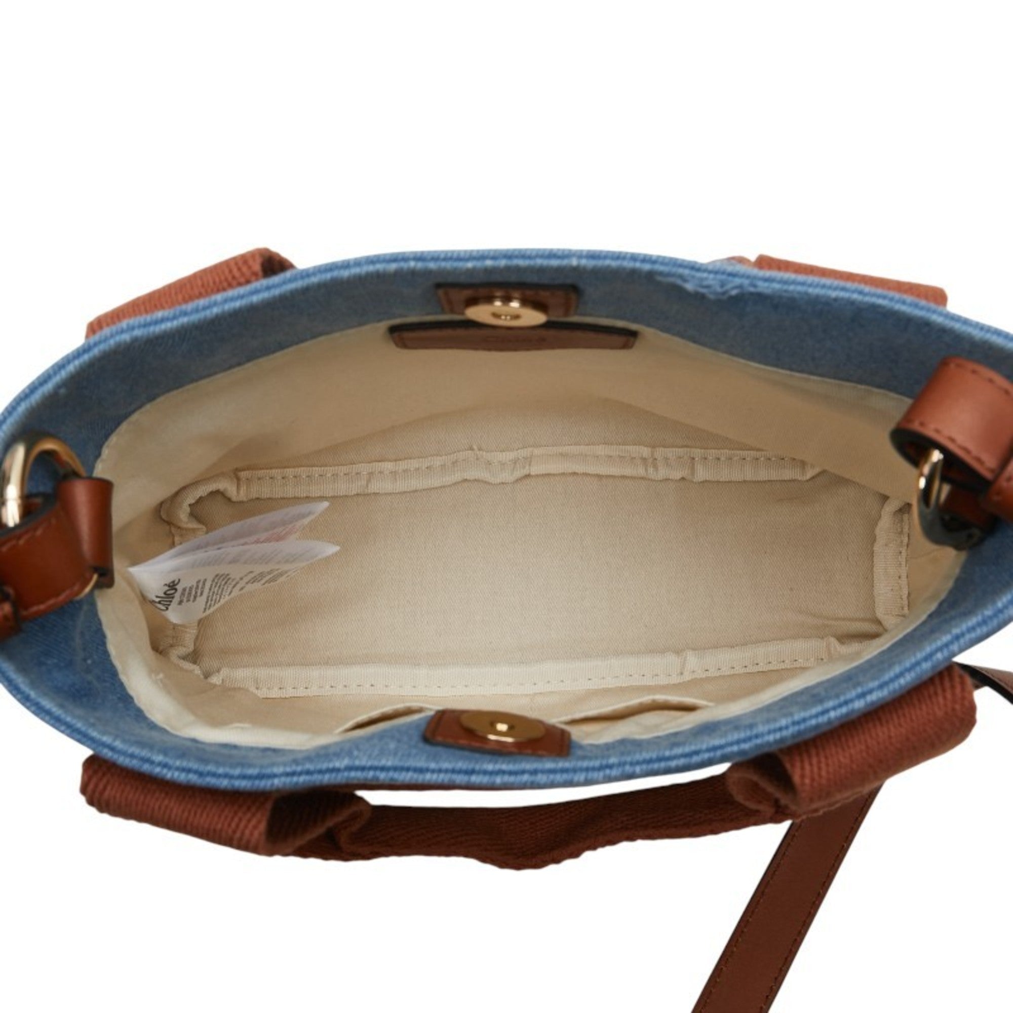 Chloé Blue Brown Cotton Handbag Shoulder Bag (Pre-Owned)