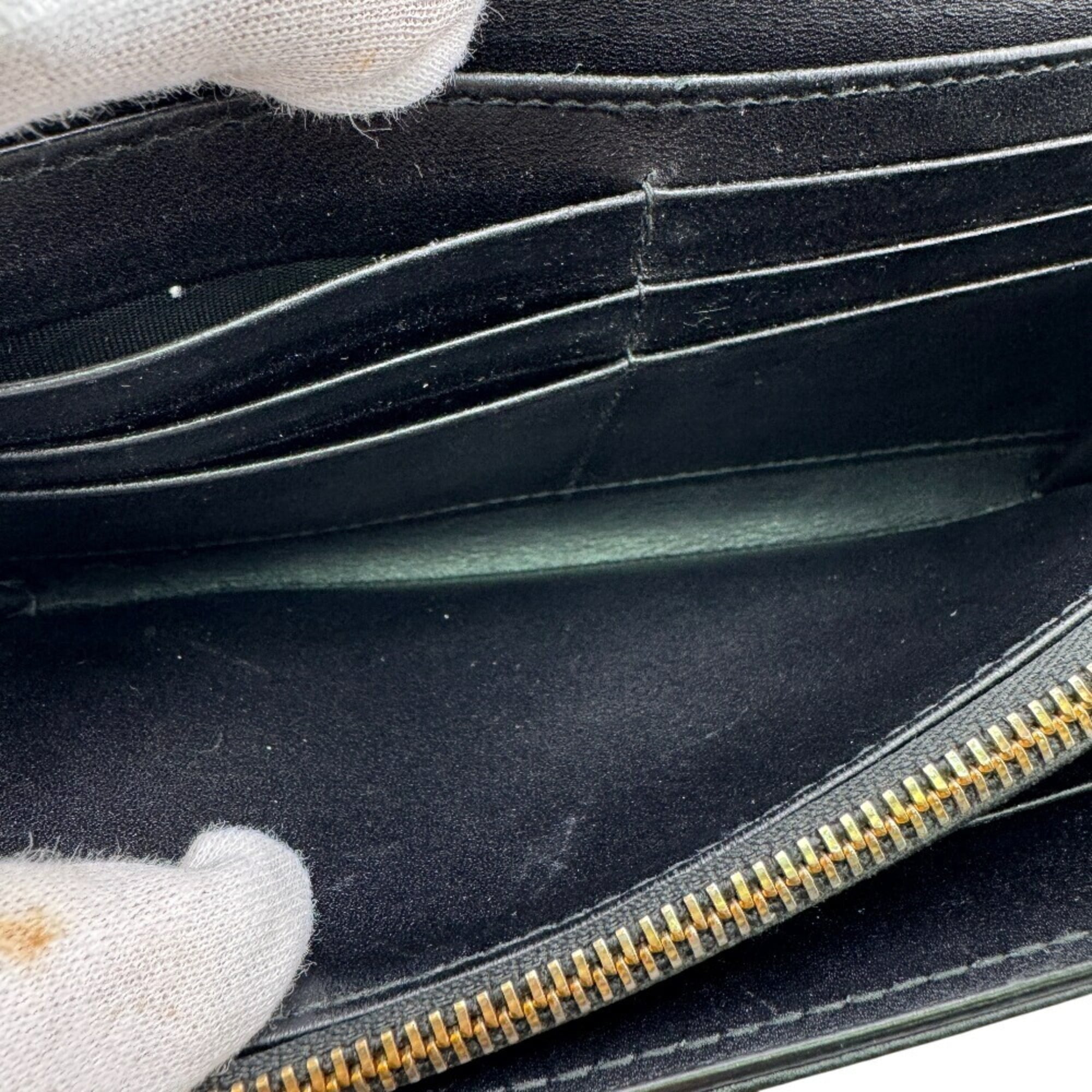 Christian Dior Black Leather Long Wallet (Tri-Fold) (Pre-Owned)