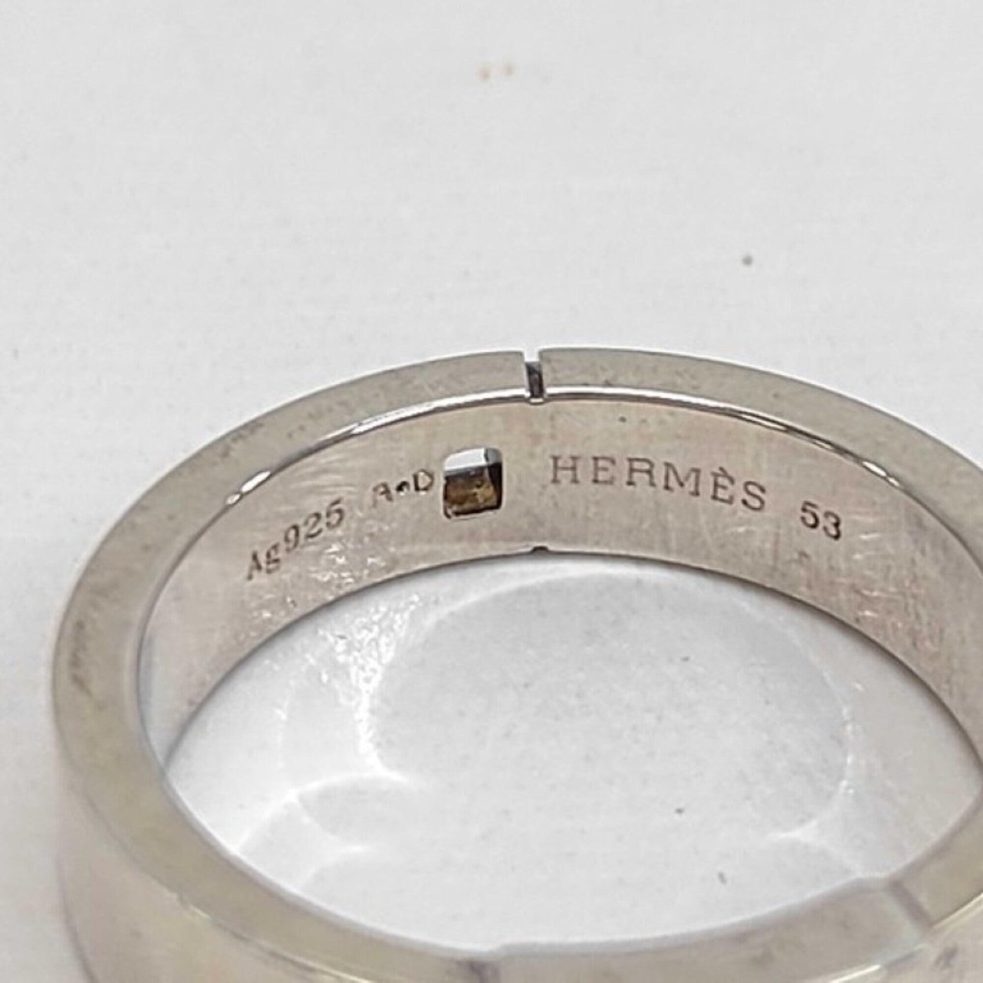 Hermes Silver Silver 925 Band Ring (Pre-Owned)