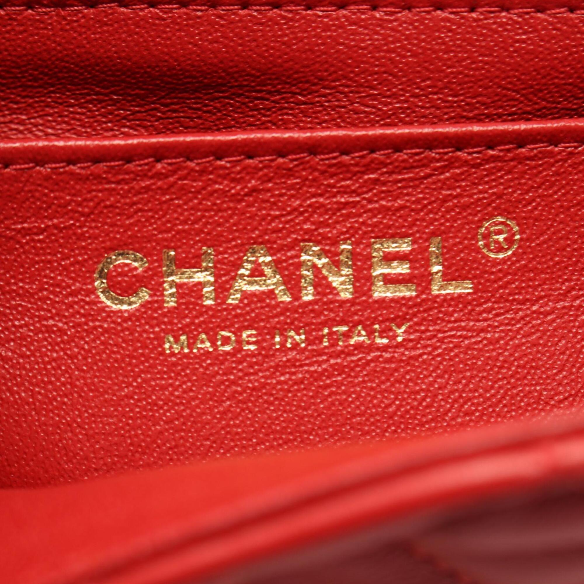 Chanel Red Color Leather Handbag Shoulder Bag (Pre-Owned)