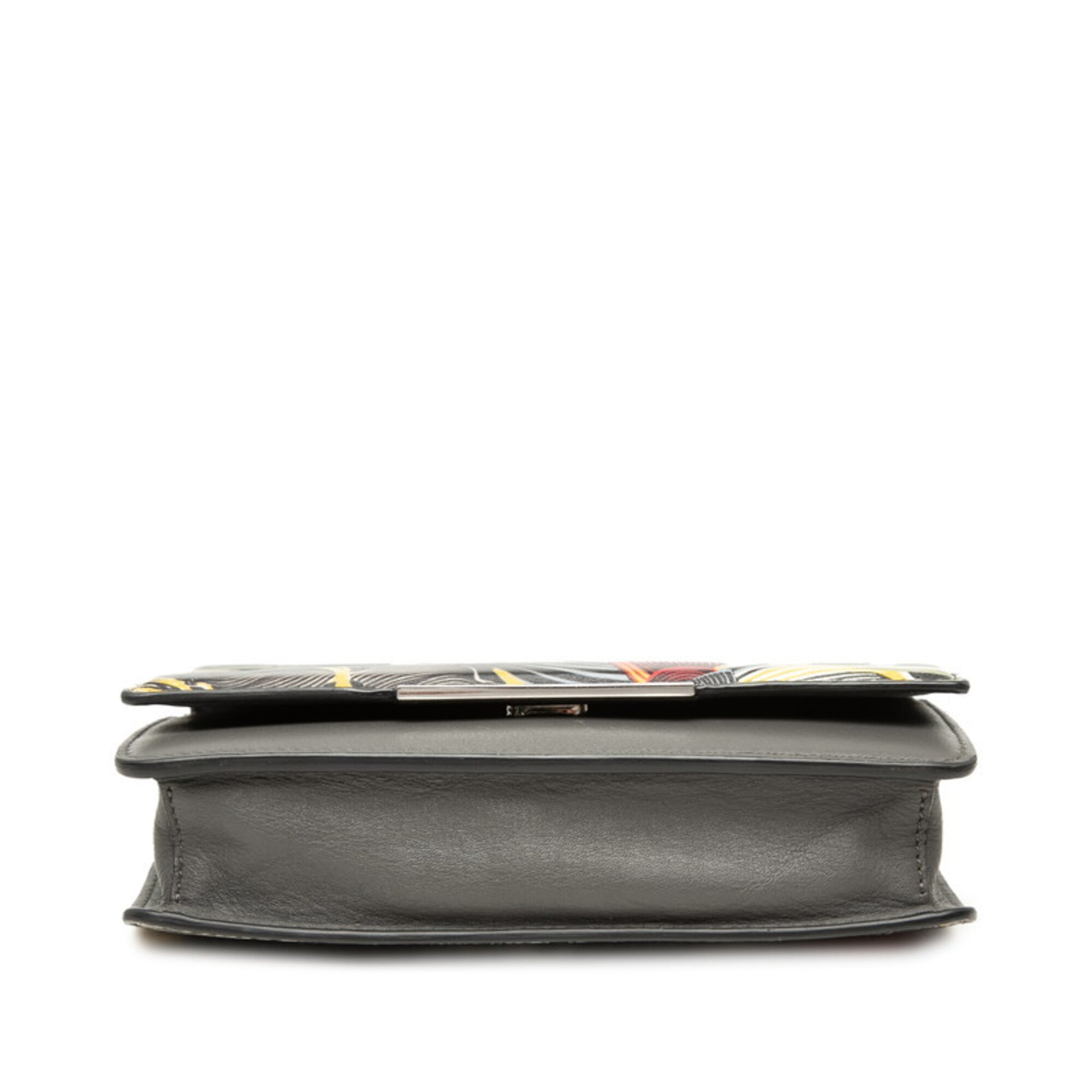 Fendi Black Gray Multi-Color Leather Shoulder Bag (Pre-Owned)