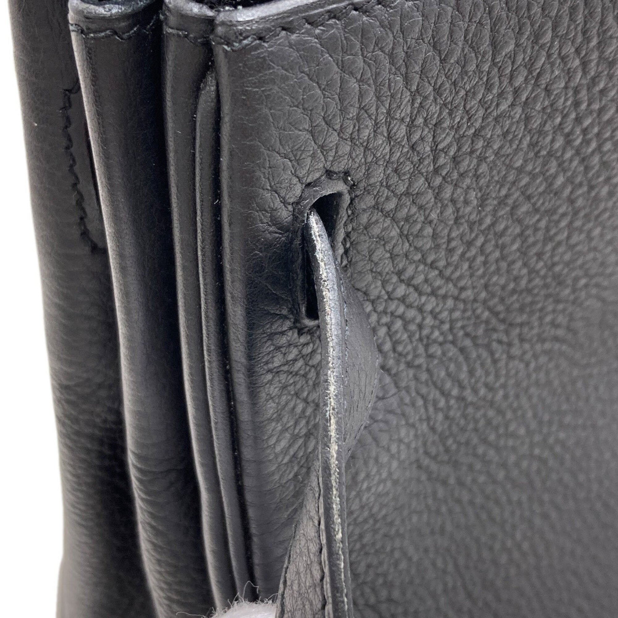 Hermes Kelly Black Taurillon Clemence Leather Handbag (Pre-Owned)