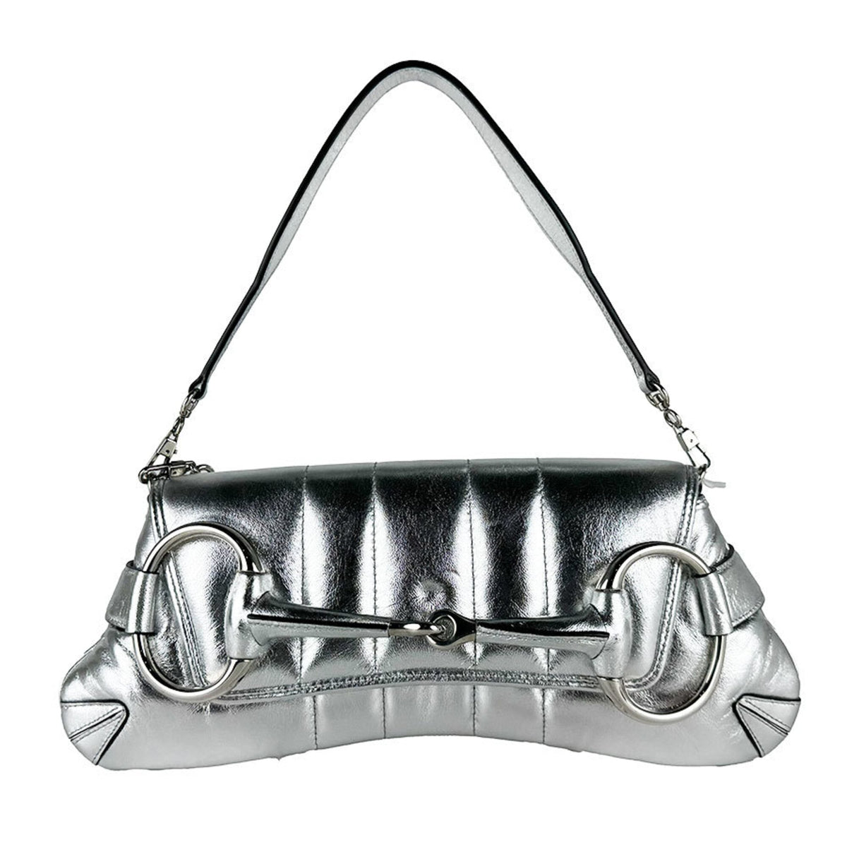 Gucci Silver Leather Shoulder Bag (Pre-Owned)
