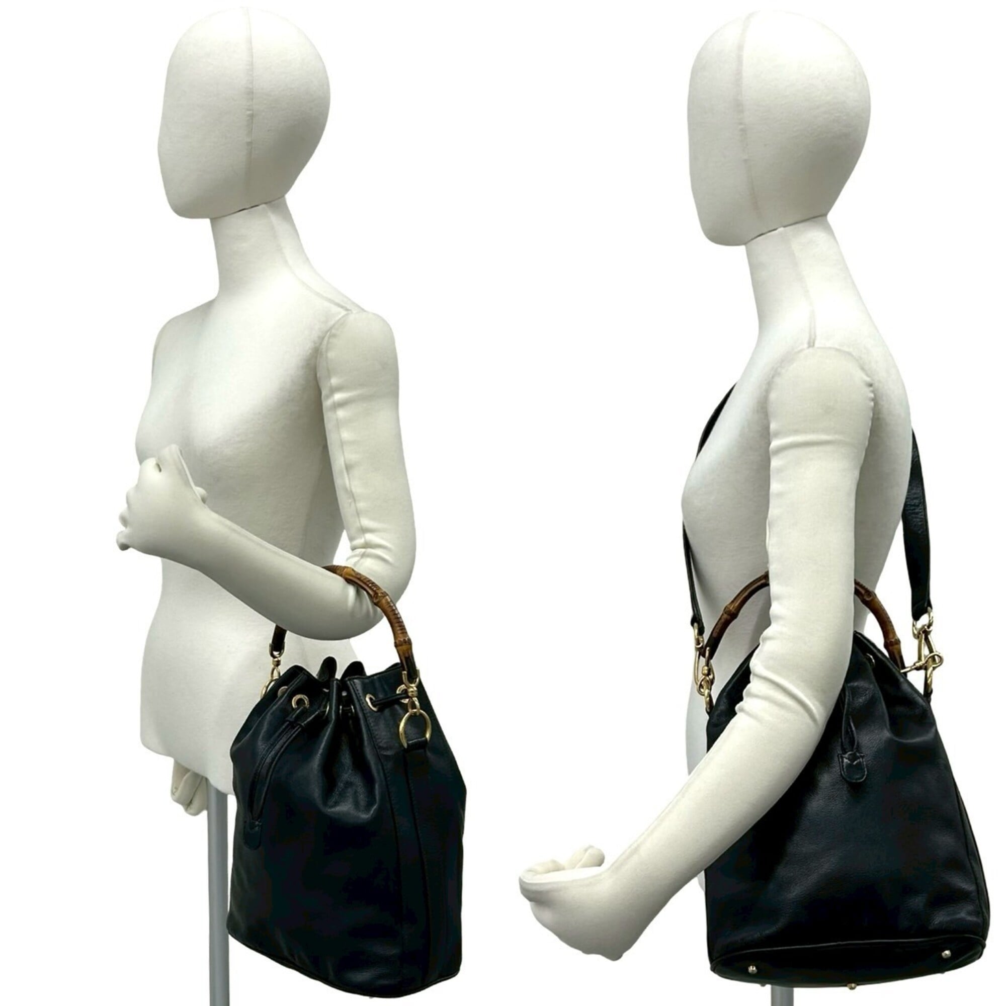 Gucci Black Leather Handbag Shoulder Bag (Pre-Owned)