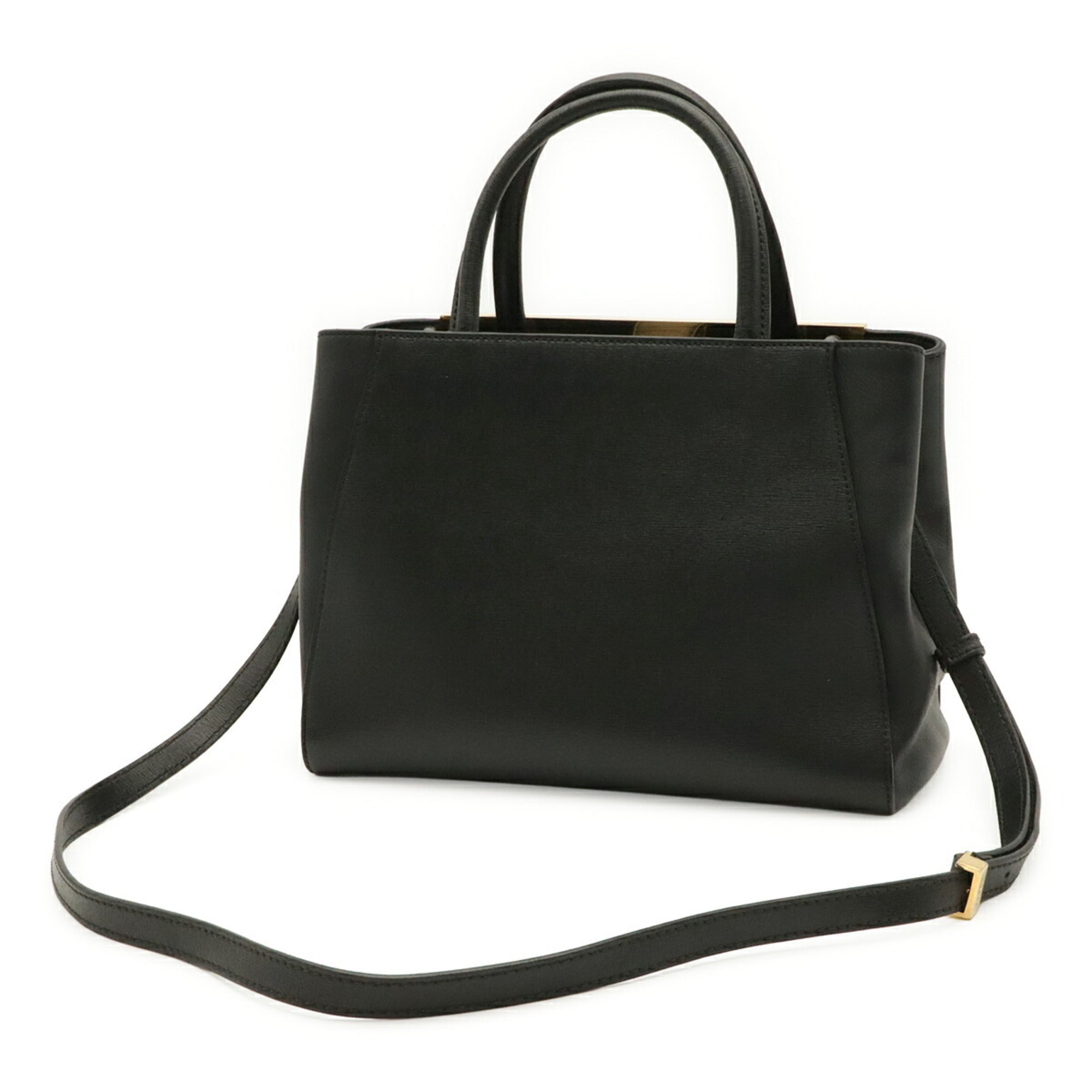 Fendi Black Leather Handbag Shoulder Bag Tote Bag (Pre-Owned)