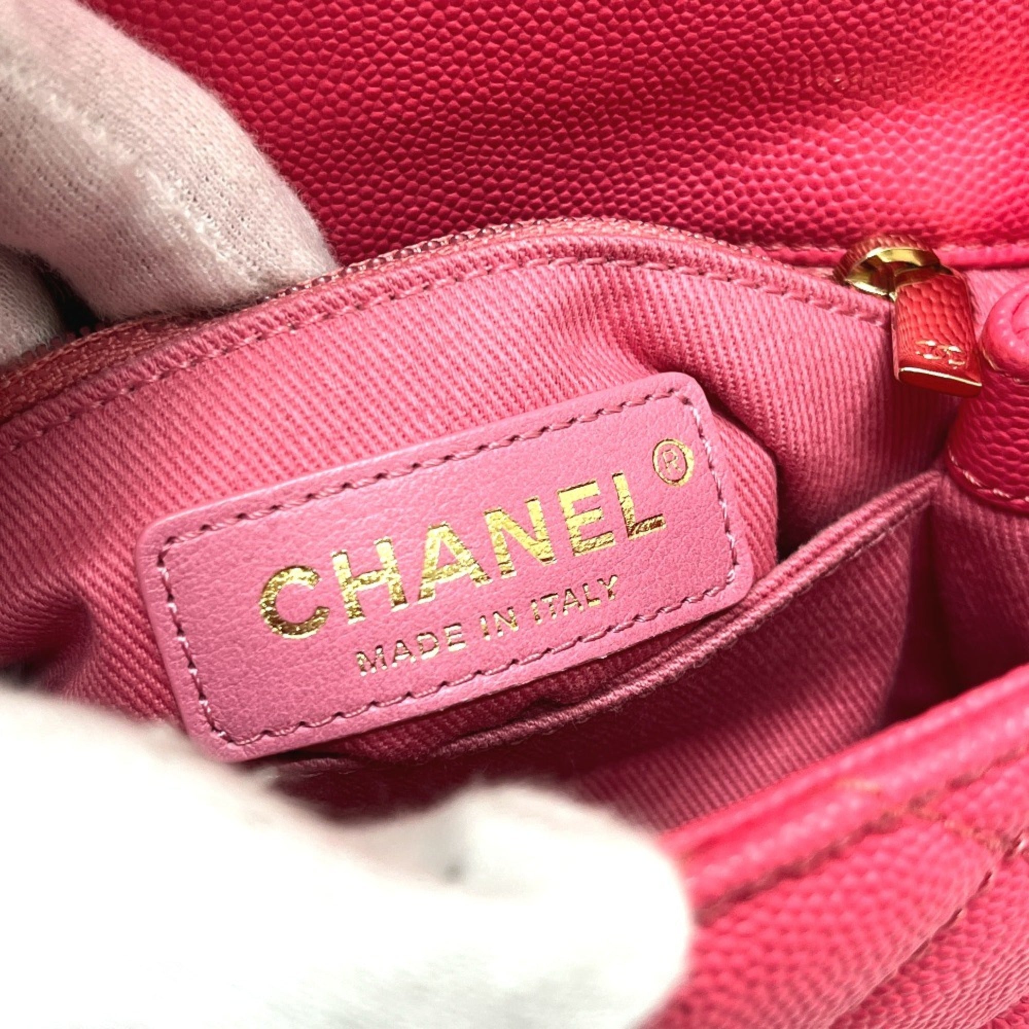 Chanel Coral Pink Grained Calfskin Handbag (Pre-Owned)