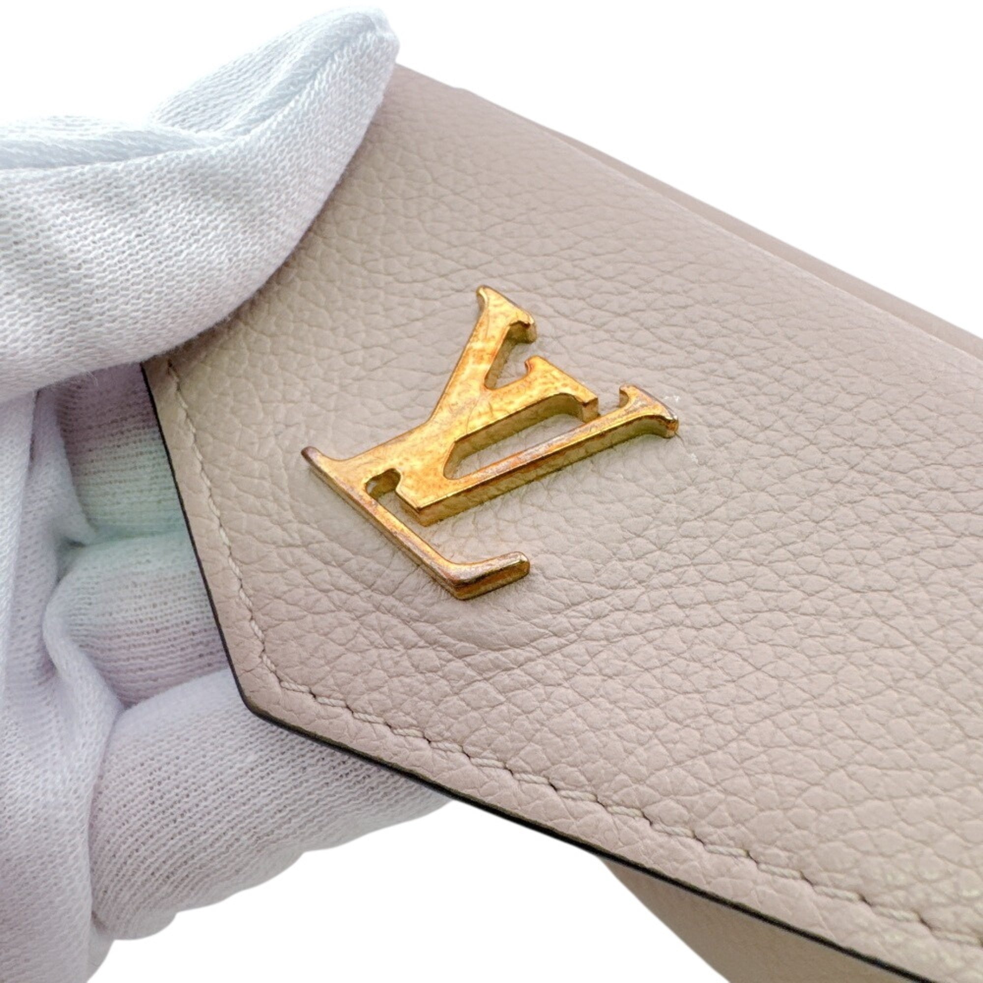 Louis Vuitton Beige Leather Wallet (Tri-Fold) (Pre-Owned)