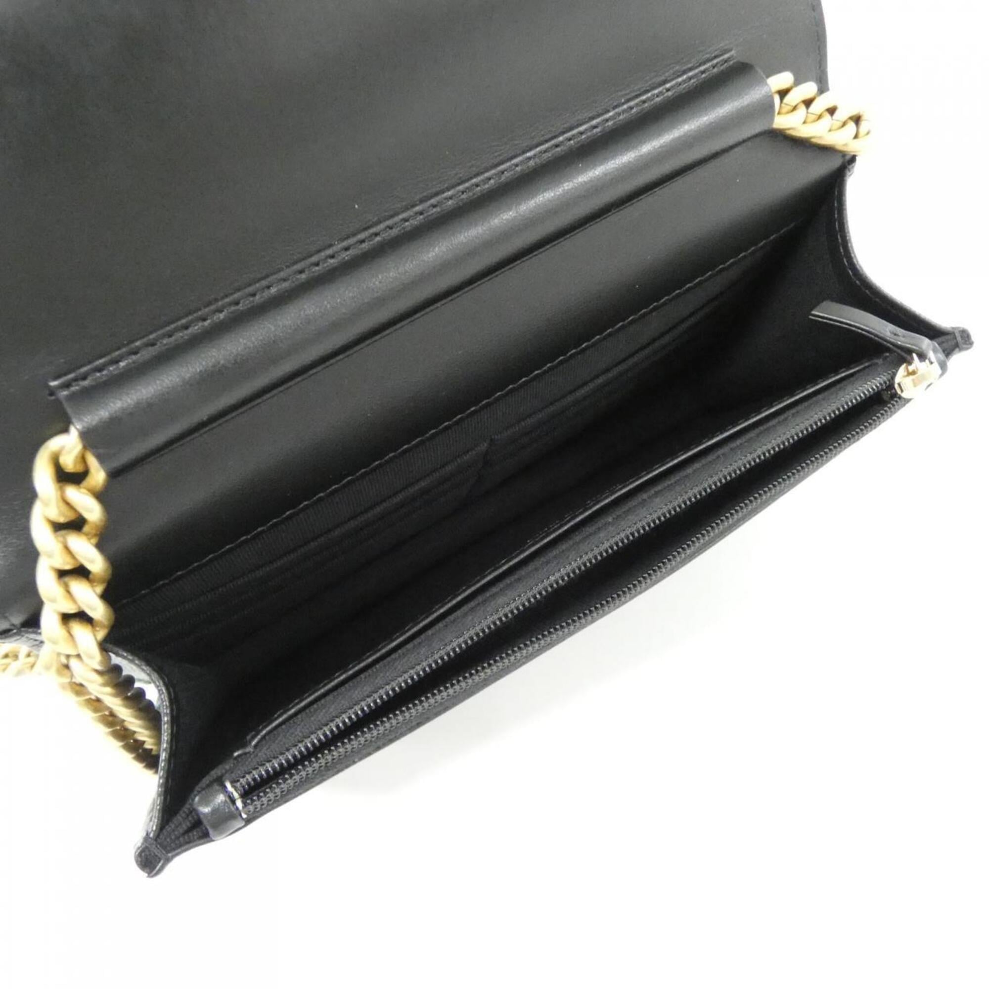 Chanel Black Grained Calfskin Chain/Shoulder Wallet (Pre-Owned)