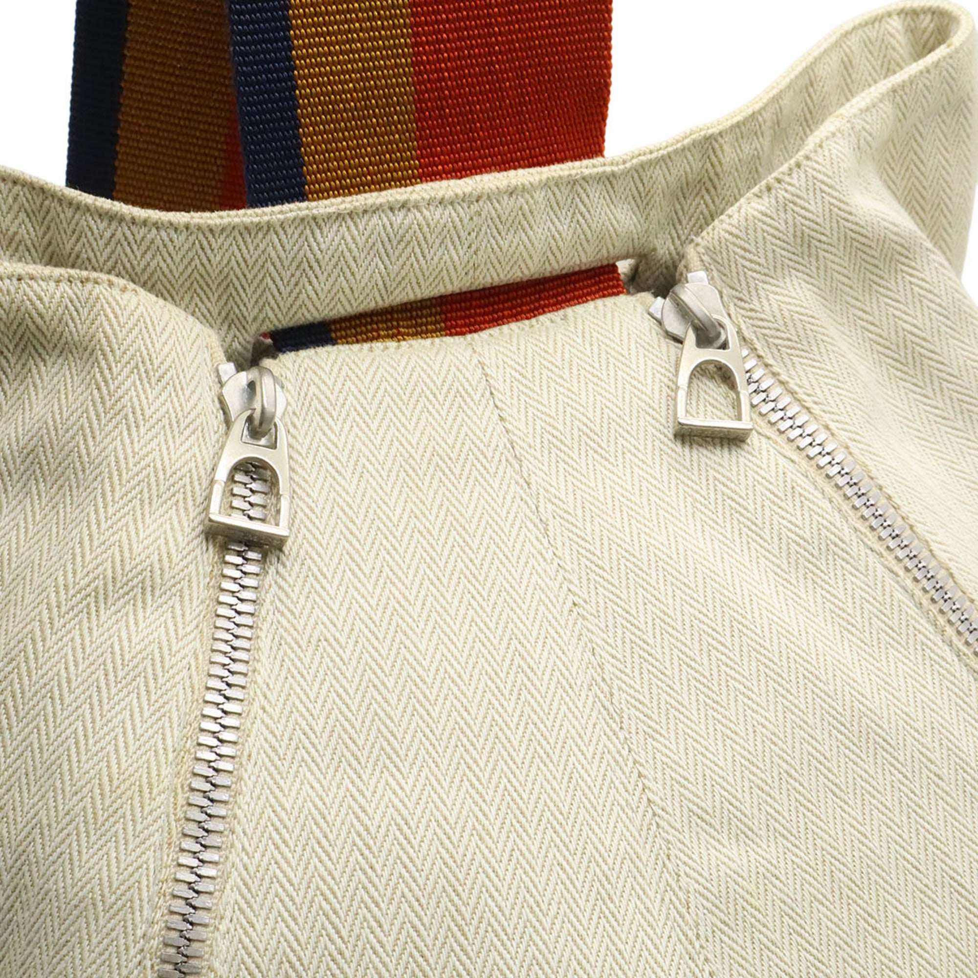 Hermes Natural Navy Orange Yellow Canvas Shoulder Bag Sling Bag (Pre-Owned)