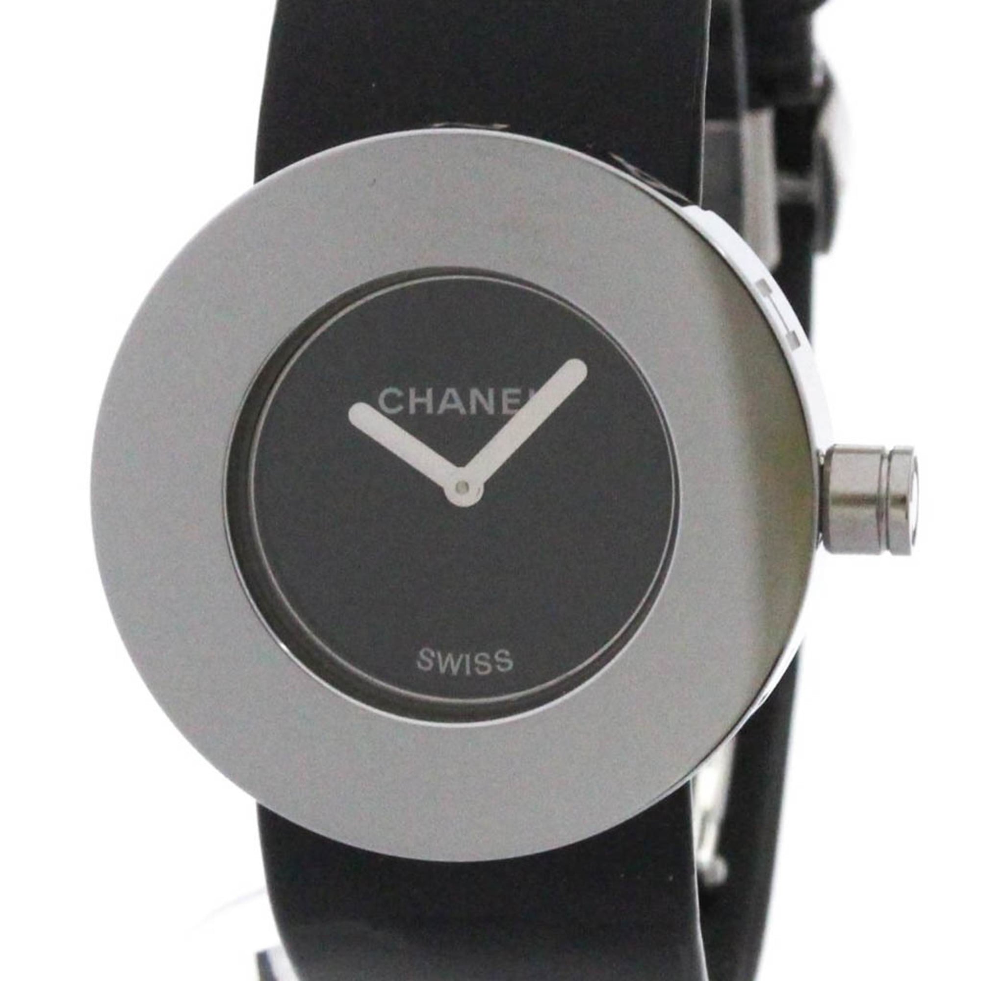 Chanel La Ronde Quartz Watch Stainless Steel And Patent Watch (Pre-Owned)