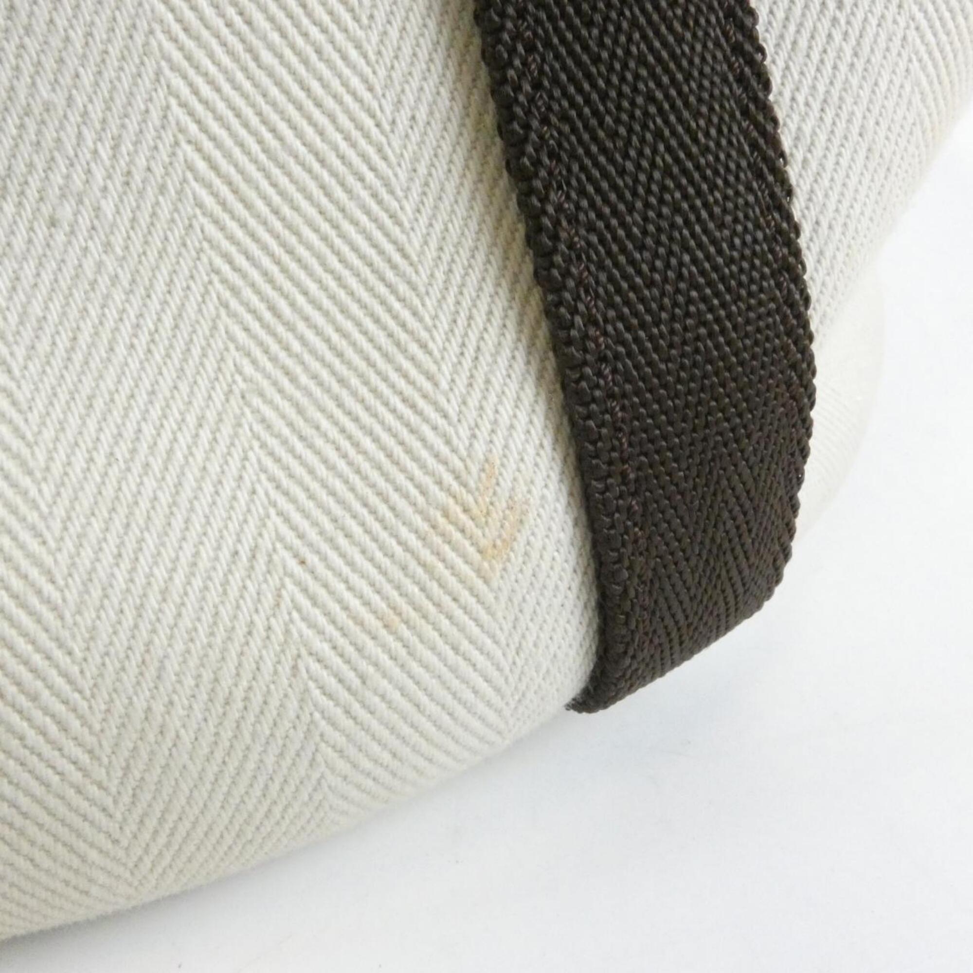 Hermes White Toile Chevron Shoulder Bag (Pre-Owned)