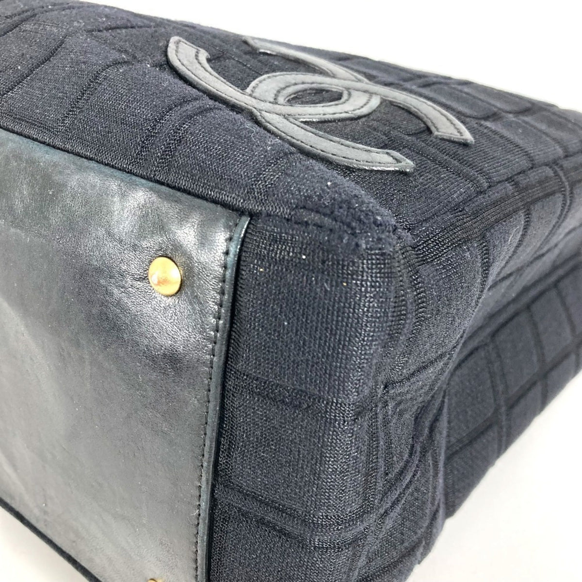 Chanel Black Cotton Shoulder Bag Tote Bag (Pre-Owned)