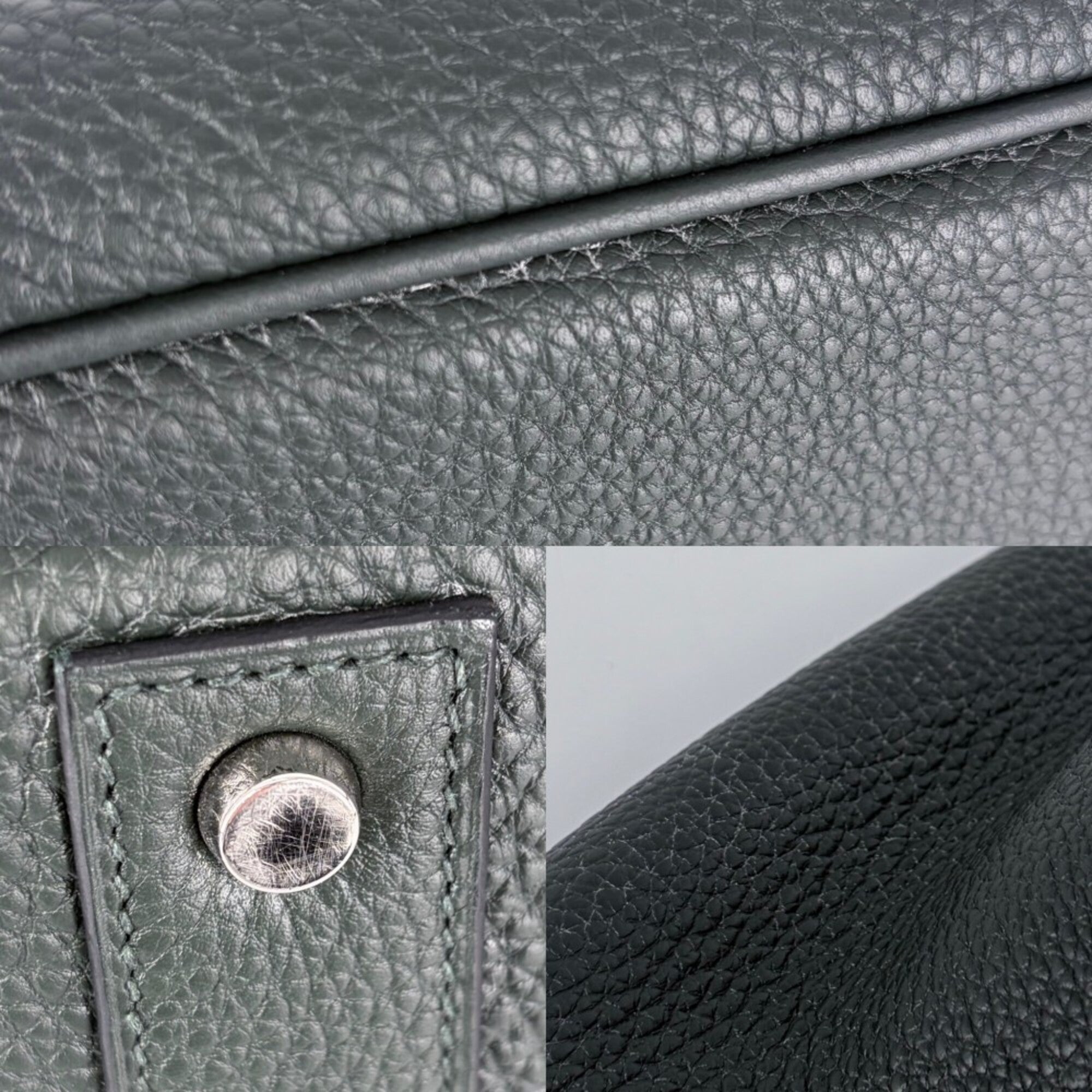 Hermes Dark Green Leather Handbag (Pre-Owned)