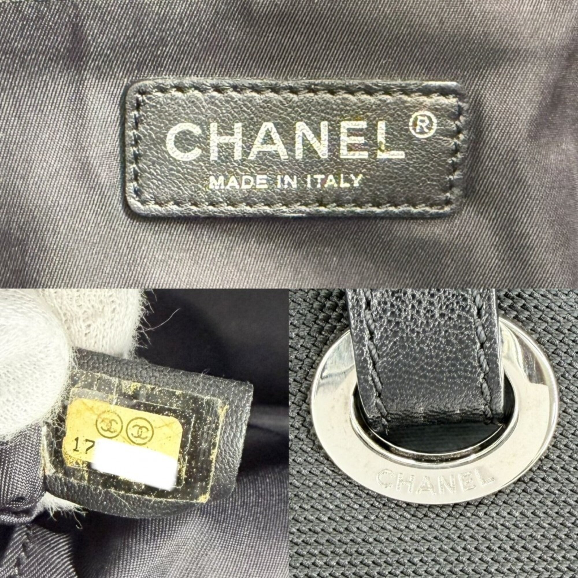 Chanel Black Coated Canvas Leather Handbag Tote Bag (Pre-Owned)