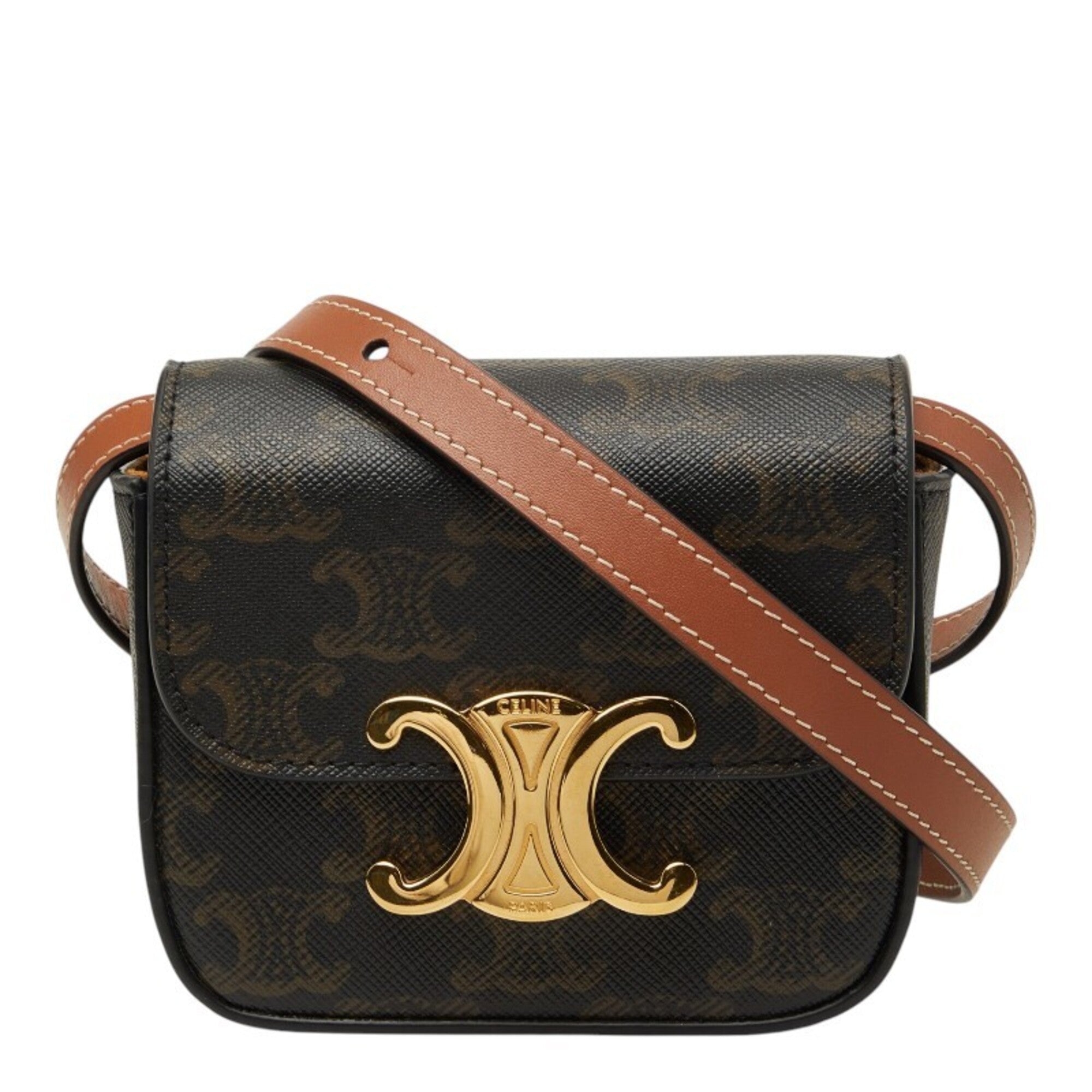 Celine Black Brown Pvc Leather Shoulder Bag (Pre-Owned)