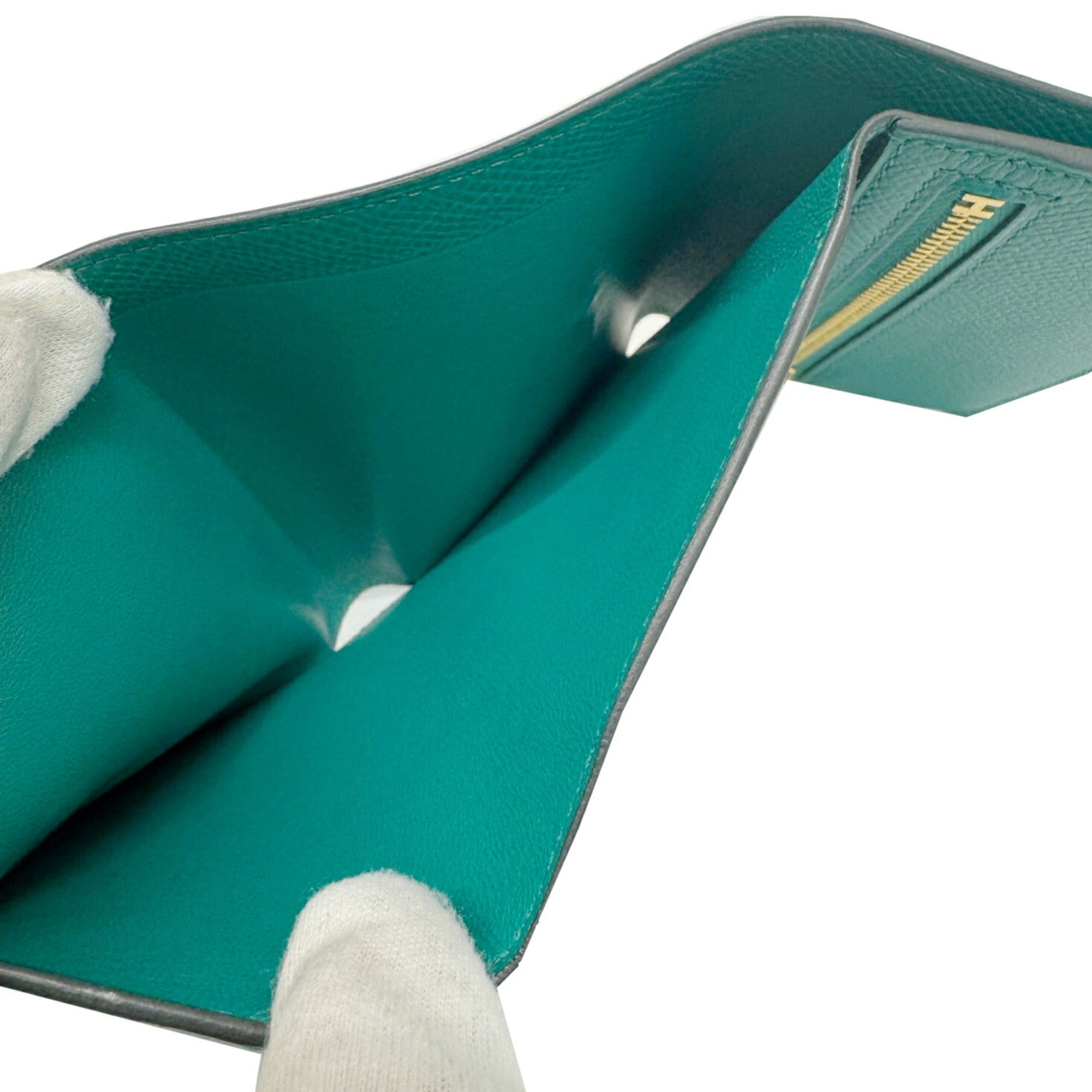 Hermes Green Epsom Leather Wallet (Tri-Fold) (Pre-Owned)