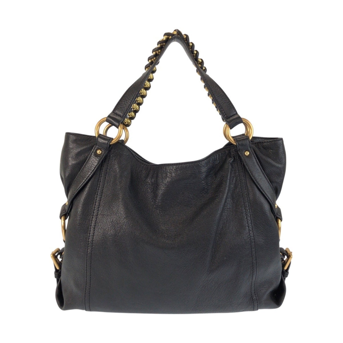 Michael Kors Black Leather Shoulder Bag Tote Bag (Pre-Owned)