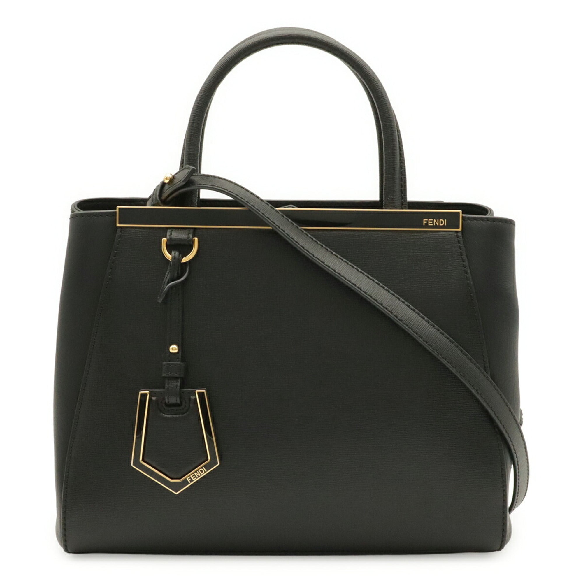 Fendi Black Leather Handbag Shoulder Bag Tote Bag (Pre-Owned)