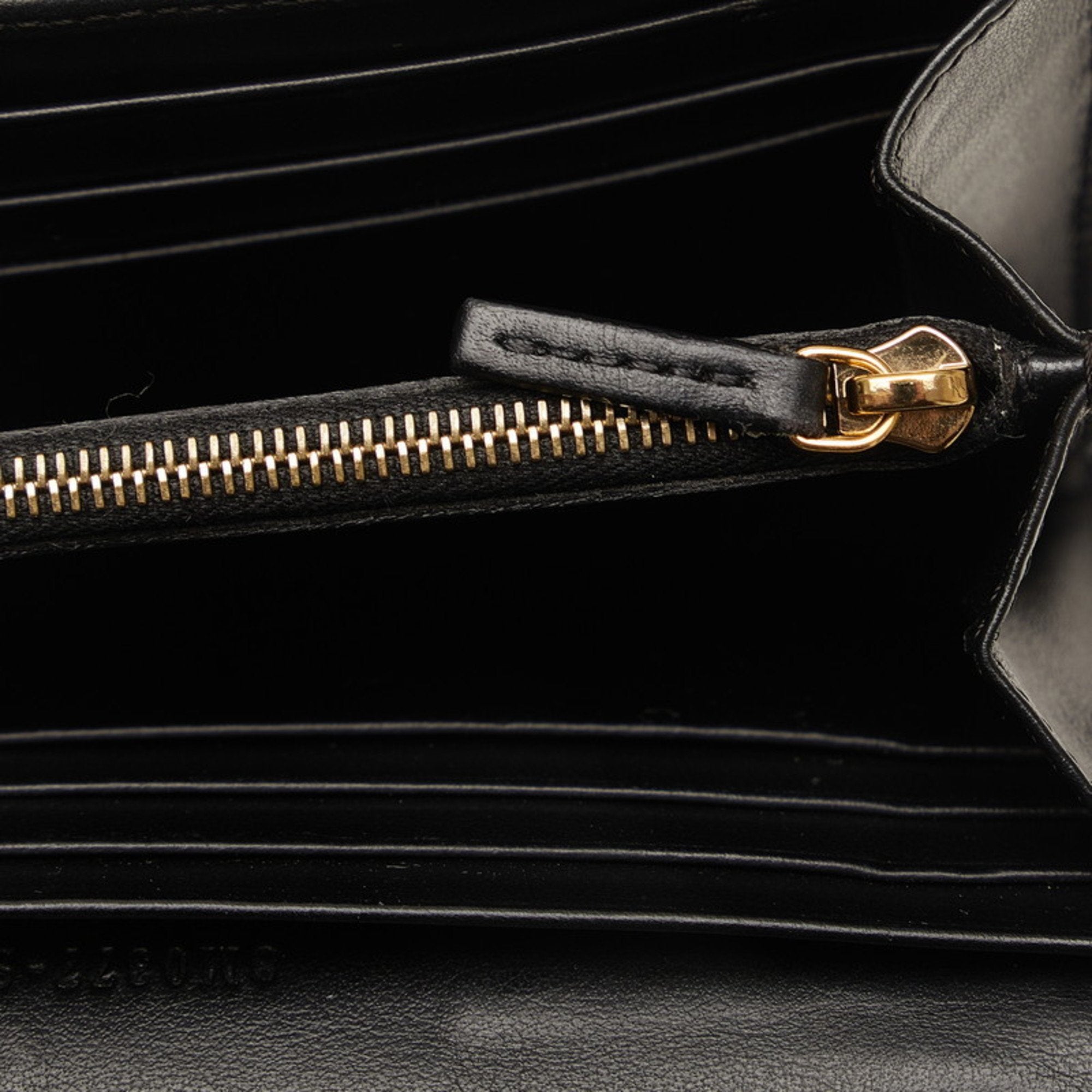 Fendi Black Gold Leather Long Wallet (Bi-Fold) (Pre-Owned)