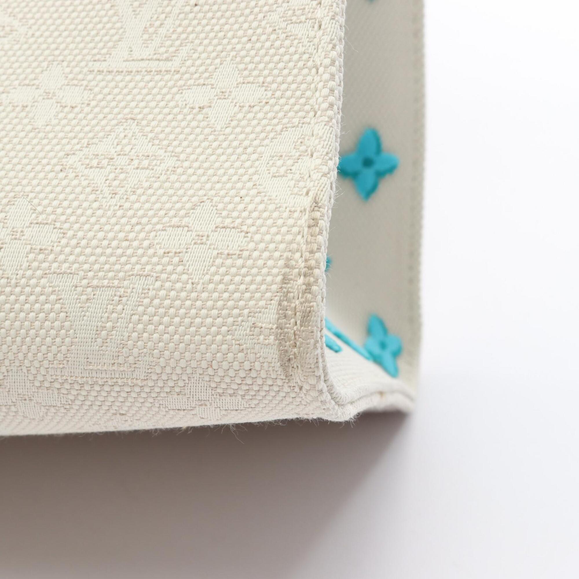 Louis Vuitton Multi-Color White Canvas Handbag Tote Bag (Pre-Owned)