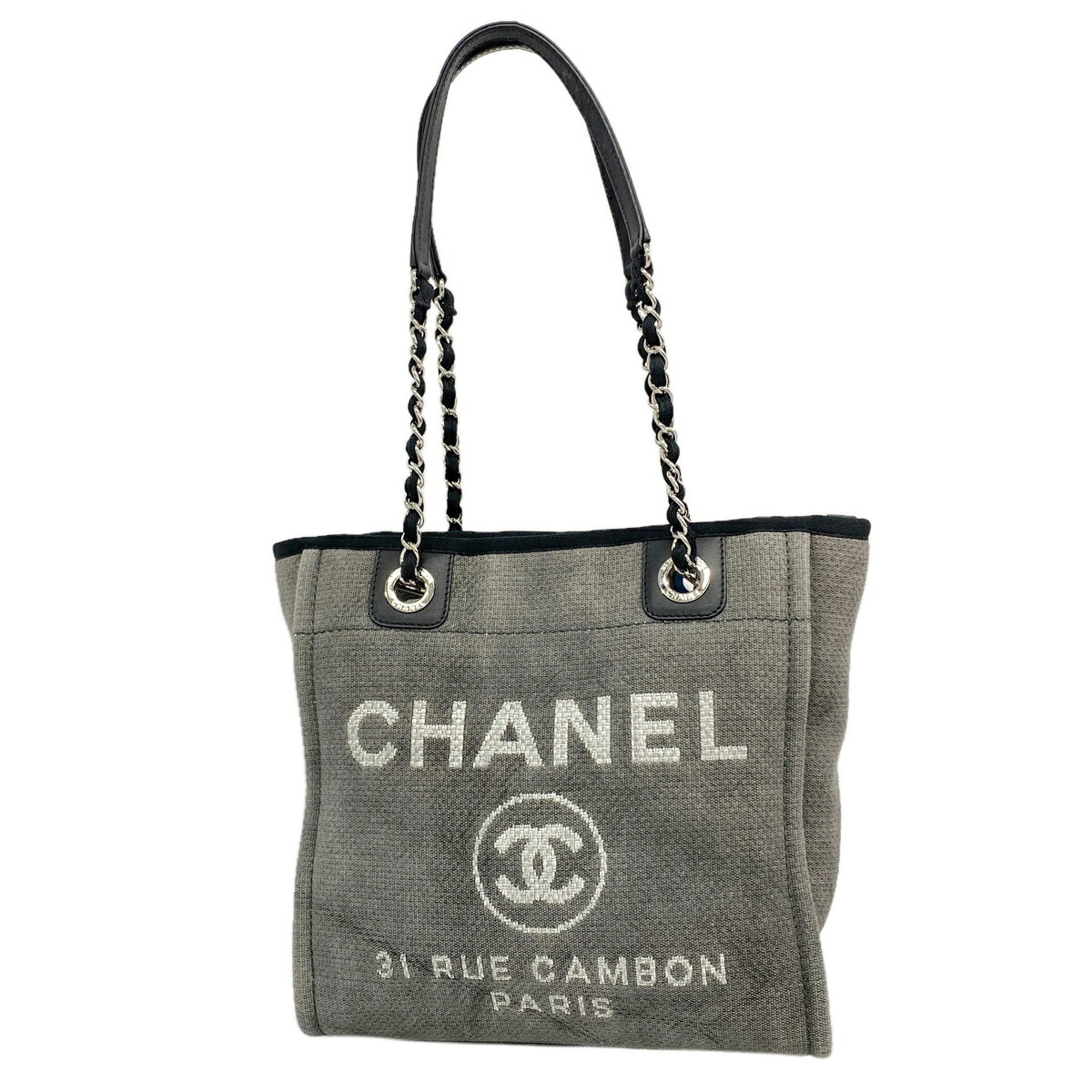 Chanel Gray Canvas Tote Bag (Pre-Owned)