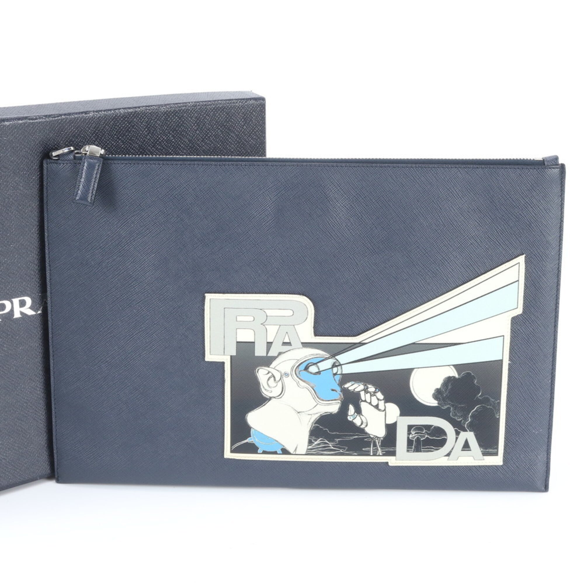Prada Saffiano Navy Leather Handbag (Pre-Owned)