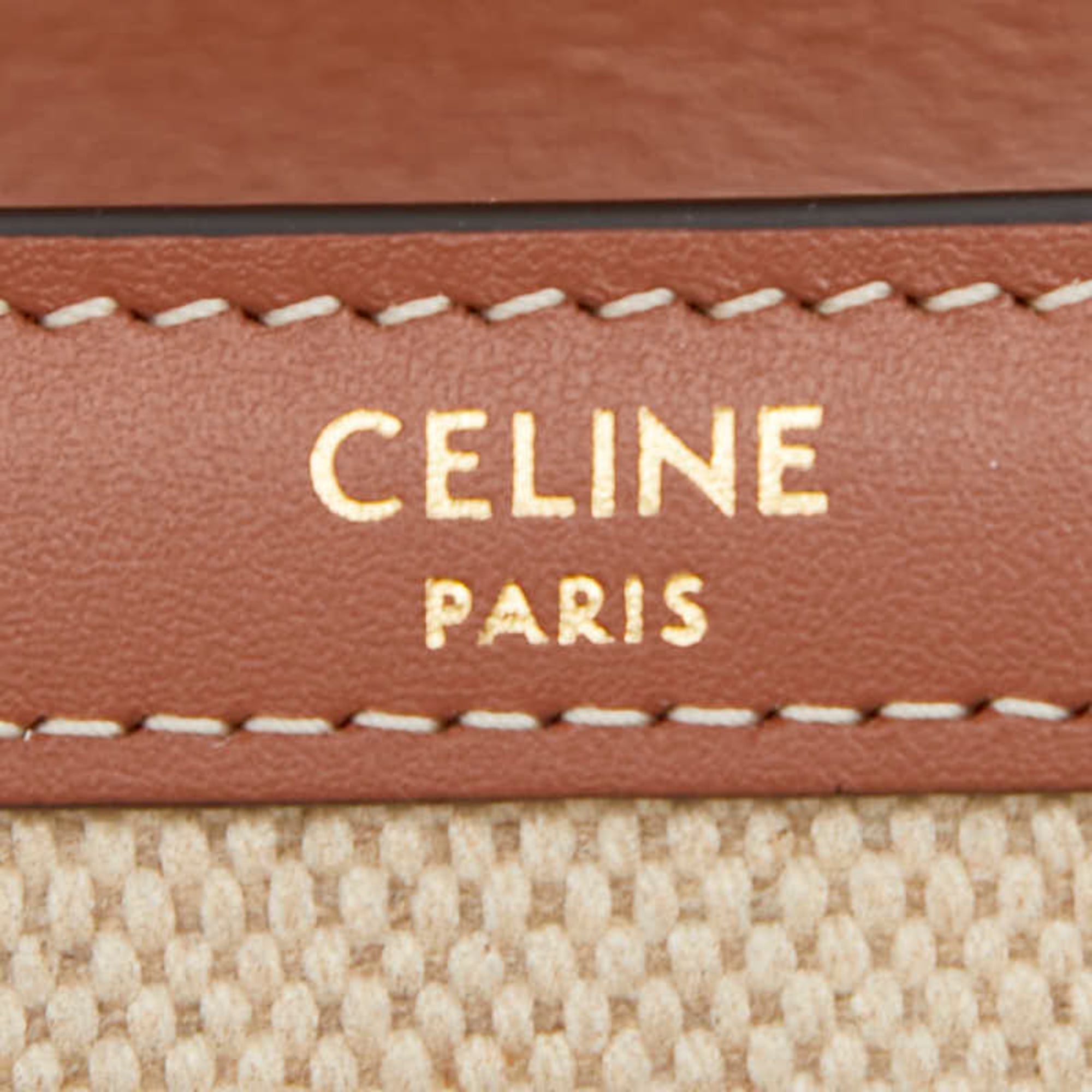 Celine Beige Brown Canvas Leather Wallet (Bi-Fold) (Pre-Owned)