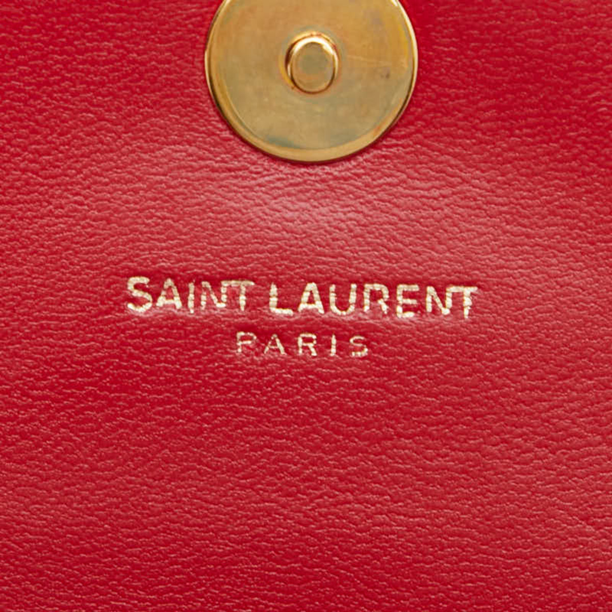 Saint Laurent Gold Red Color Leather Shoulder Bag (Pre-Owned)