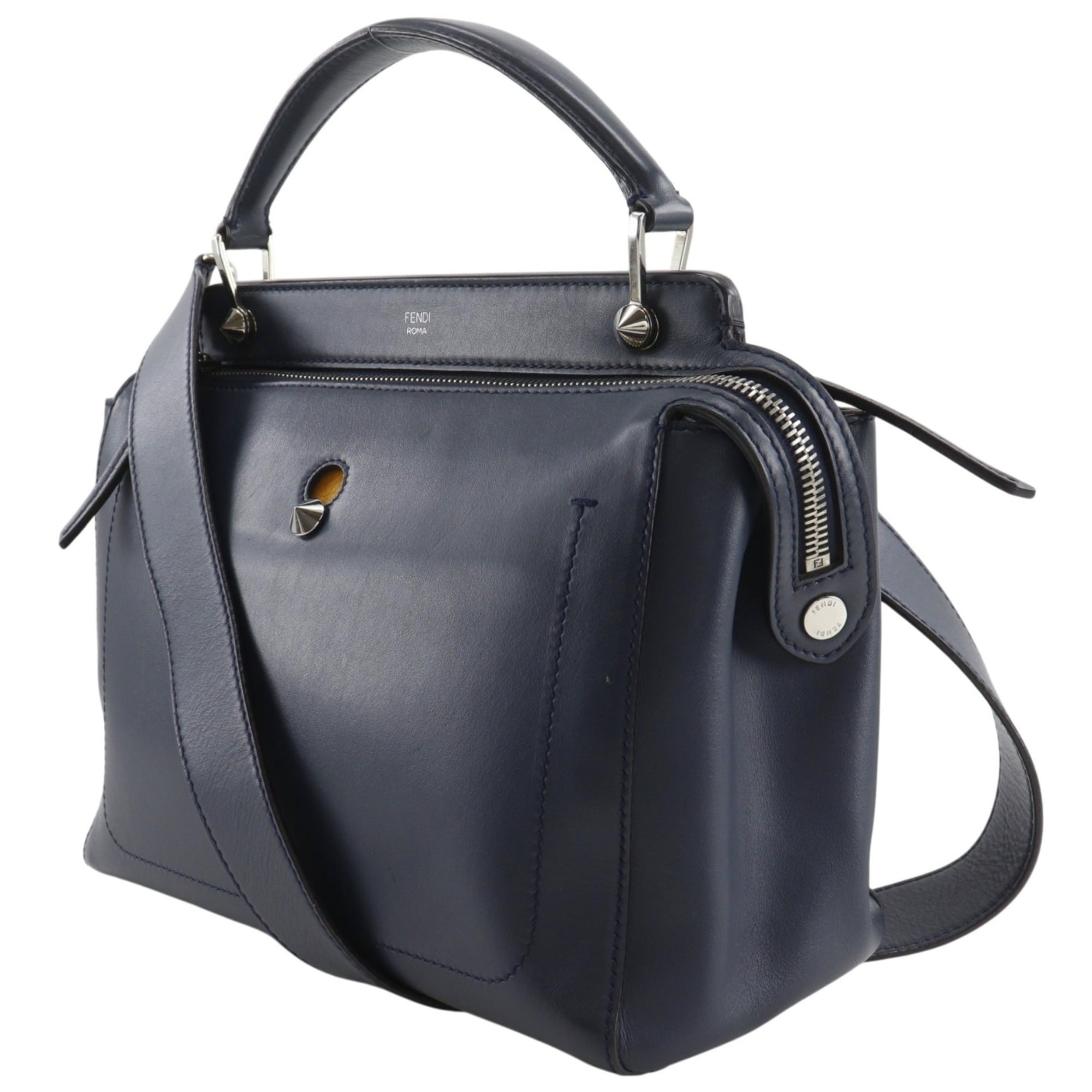 Fendi Navy Leather Handbag (Pre-Owned)