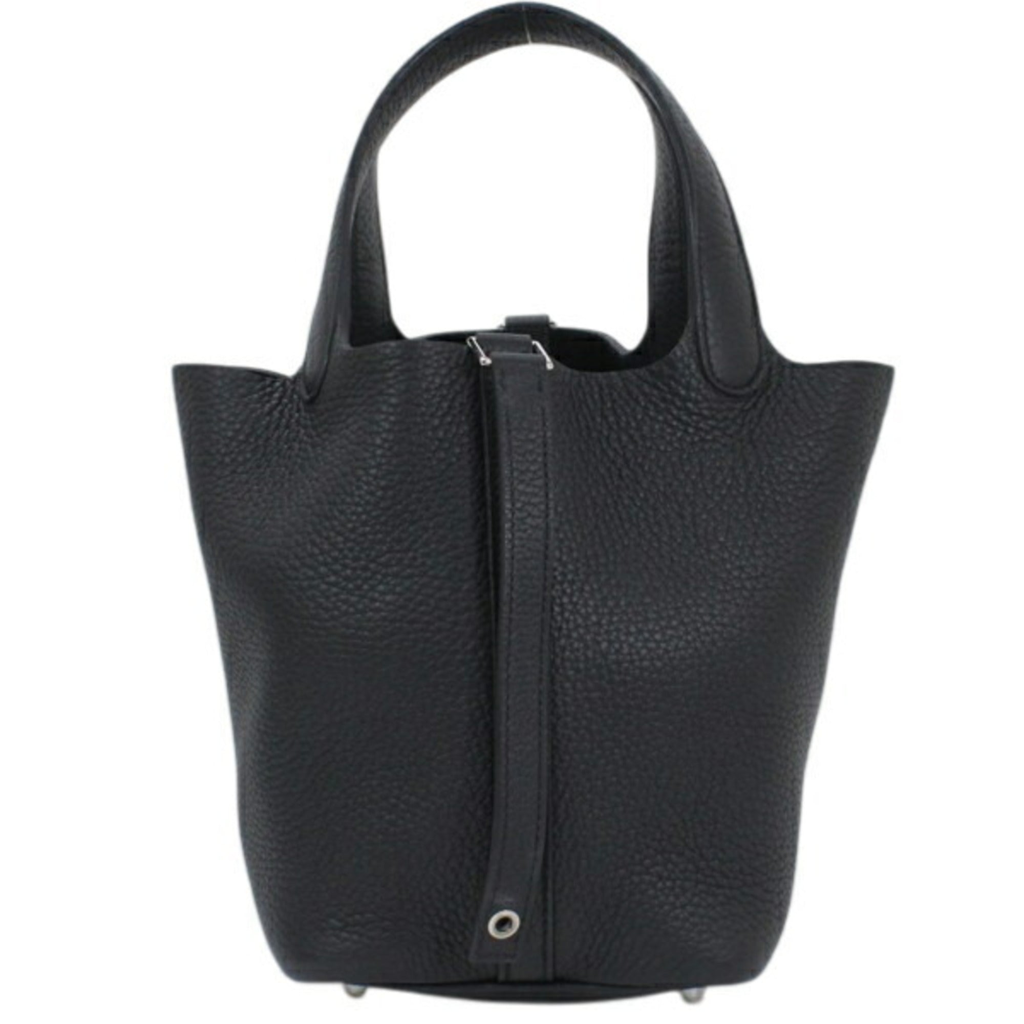 Hermes Black Taurillon Clemence Leather Handbag Tote Bag (Pre-Owned)