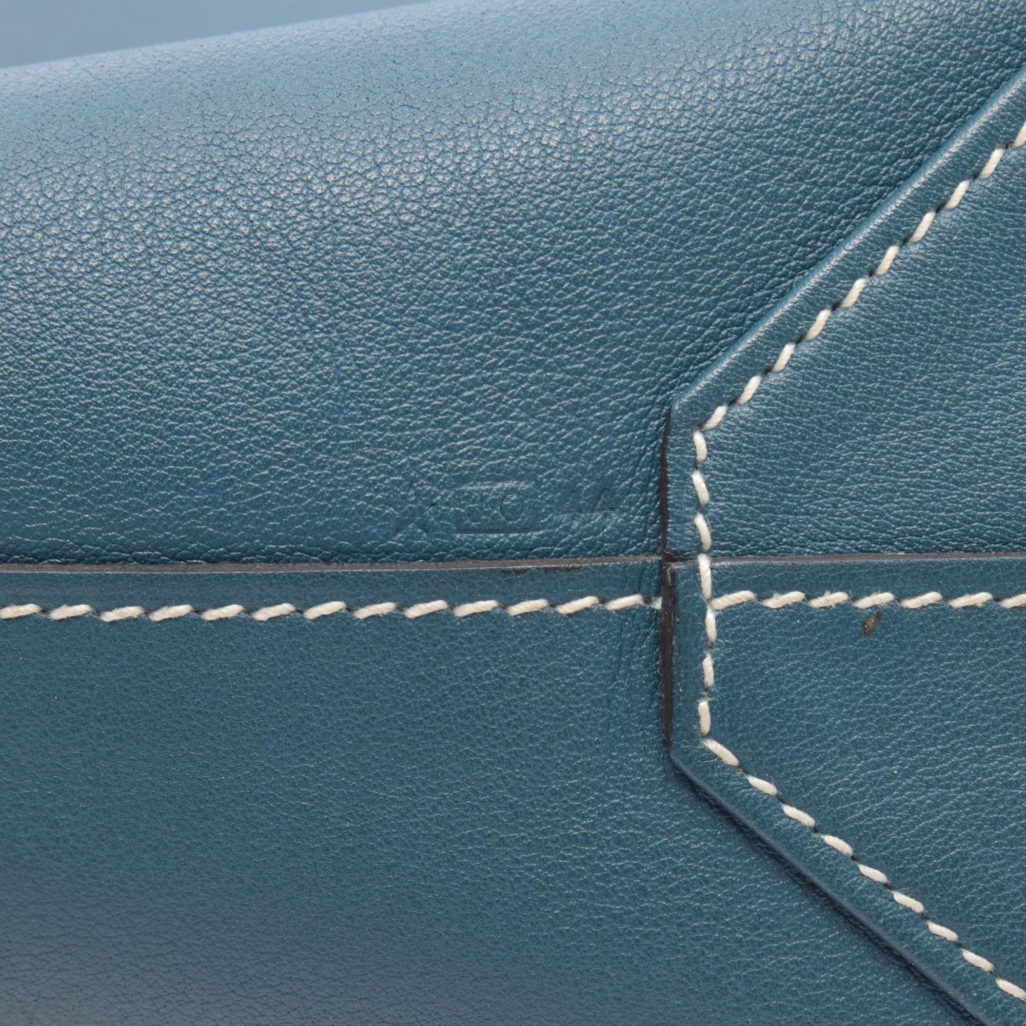 Hermes Blue Navy Leather Handbag Tote Bag (Pre-Owned)