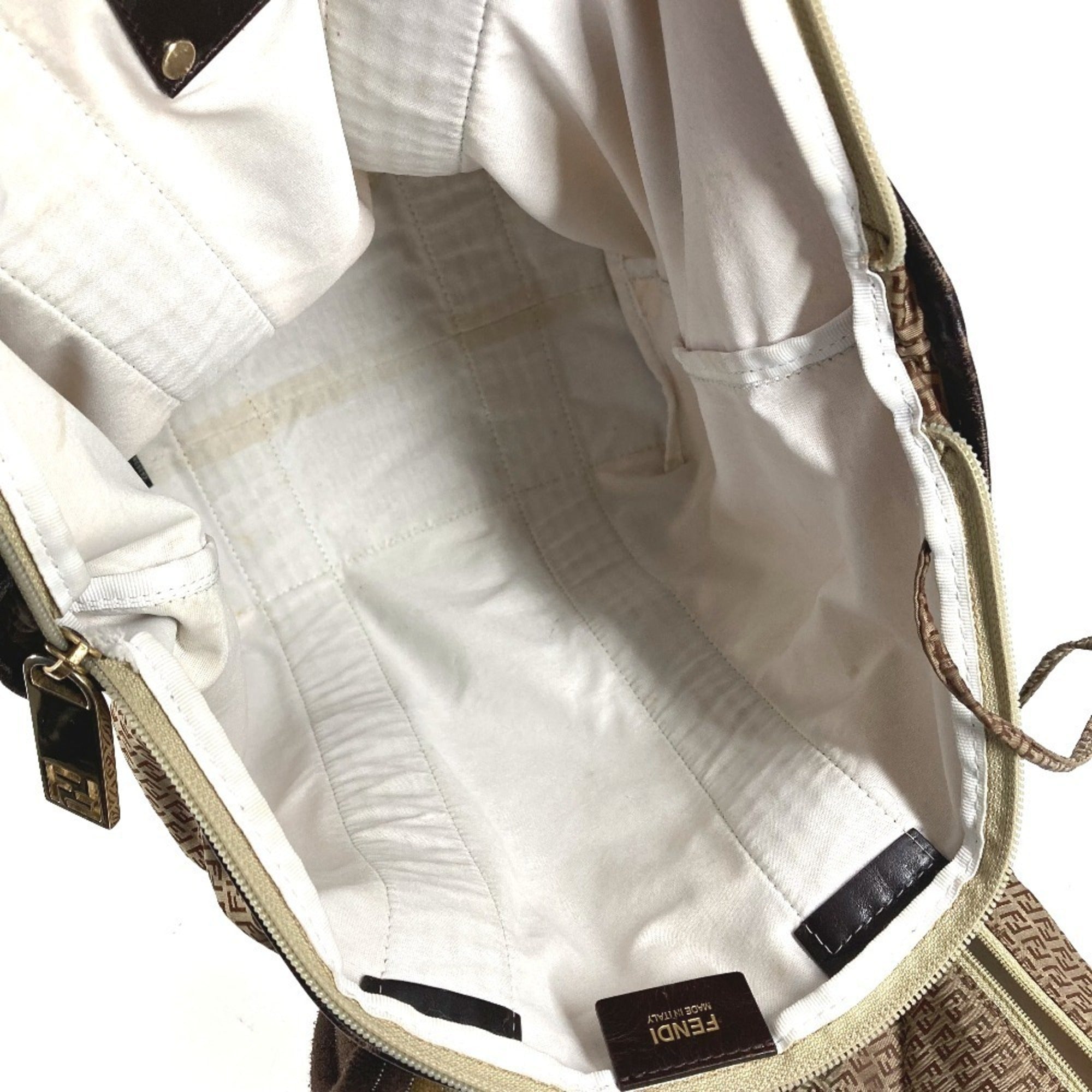 Fendi Beige Nylon Handbag Pouch Shoulder Bag Tote Bag (Pre-Owned)