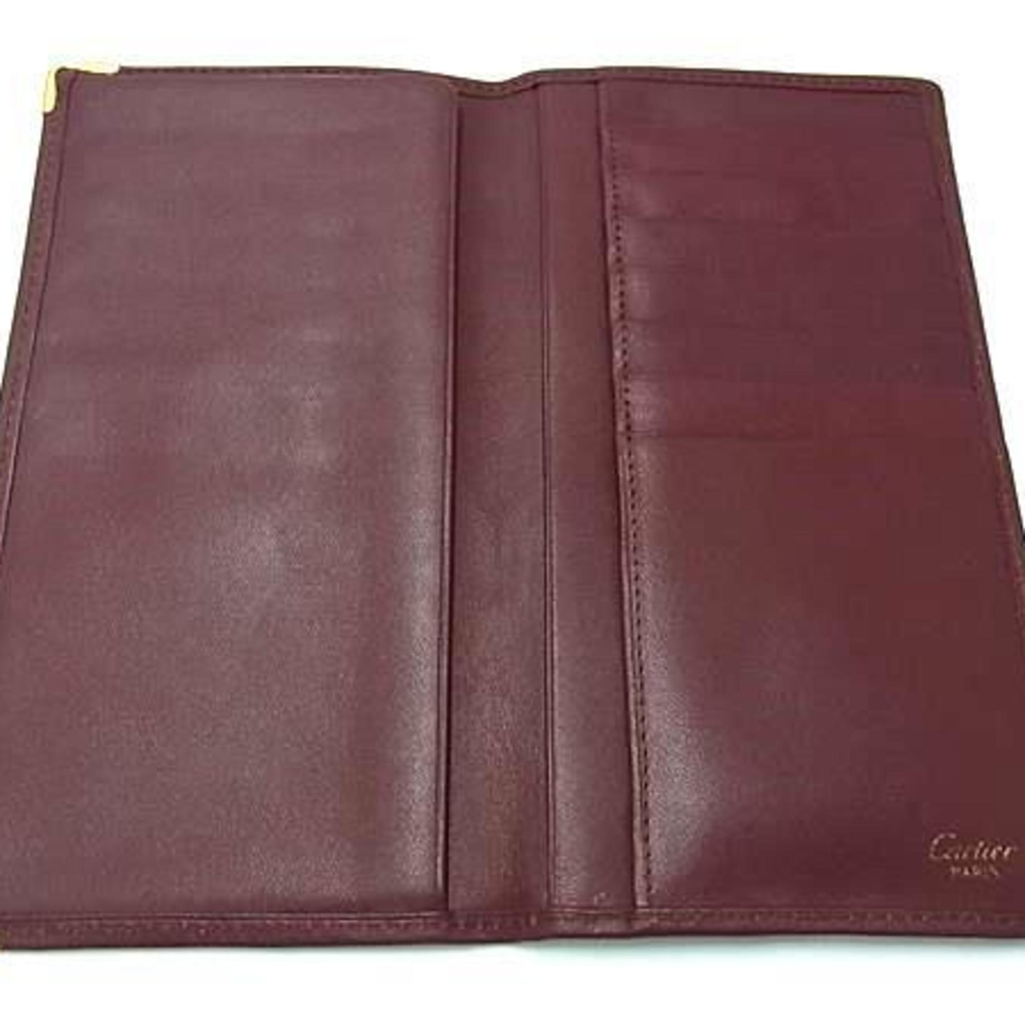 Cartier Must Bordeaux Leather Long Wallet (Bi-Fold) (Pre-Owned)