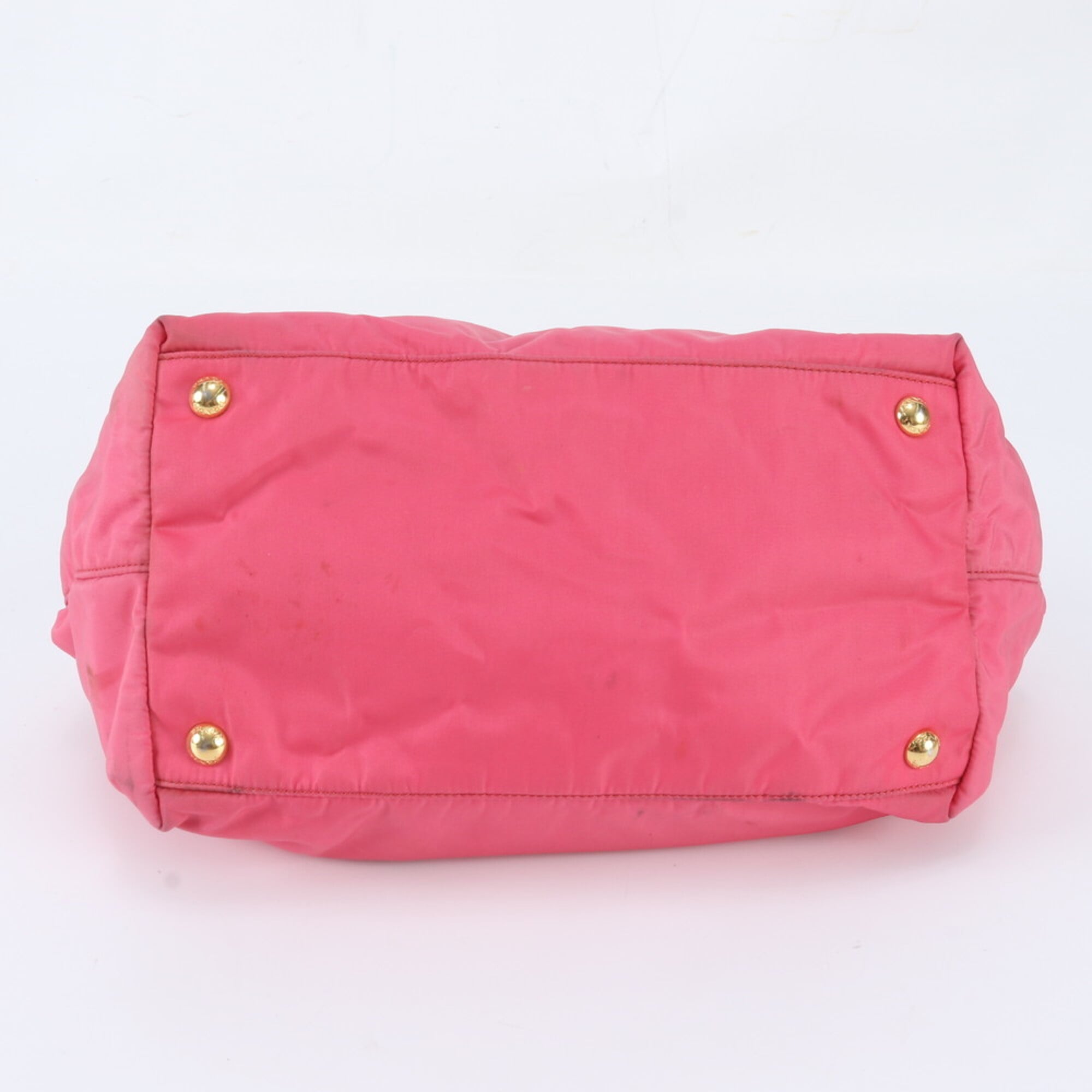Prada Pink Nylon Leather Handbag Tote Bag (Pre-Owned)