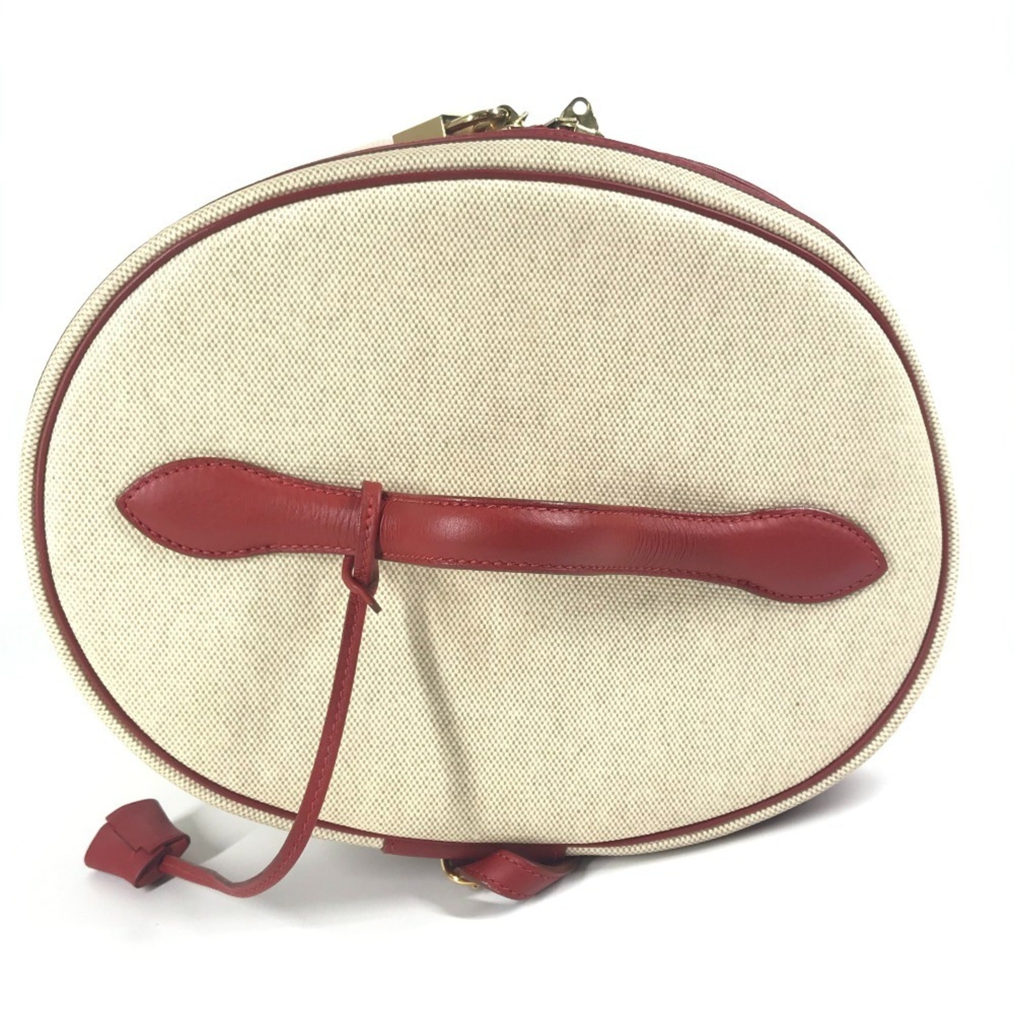 Hermes Intercity Beige Bicolor Red Color Coated Canvas Leather Handbag Vanity Bag (Pre-Owned)