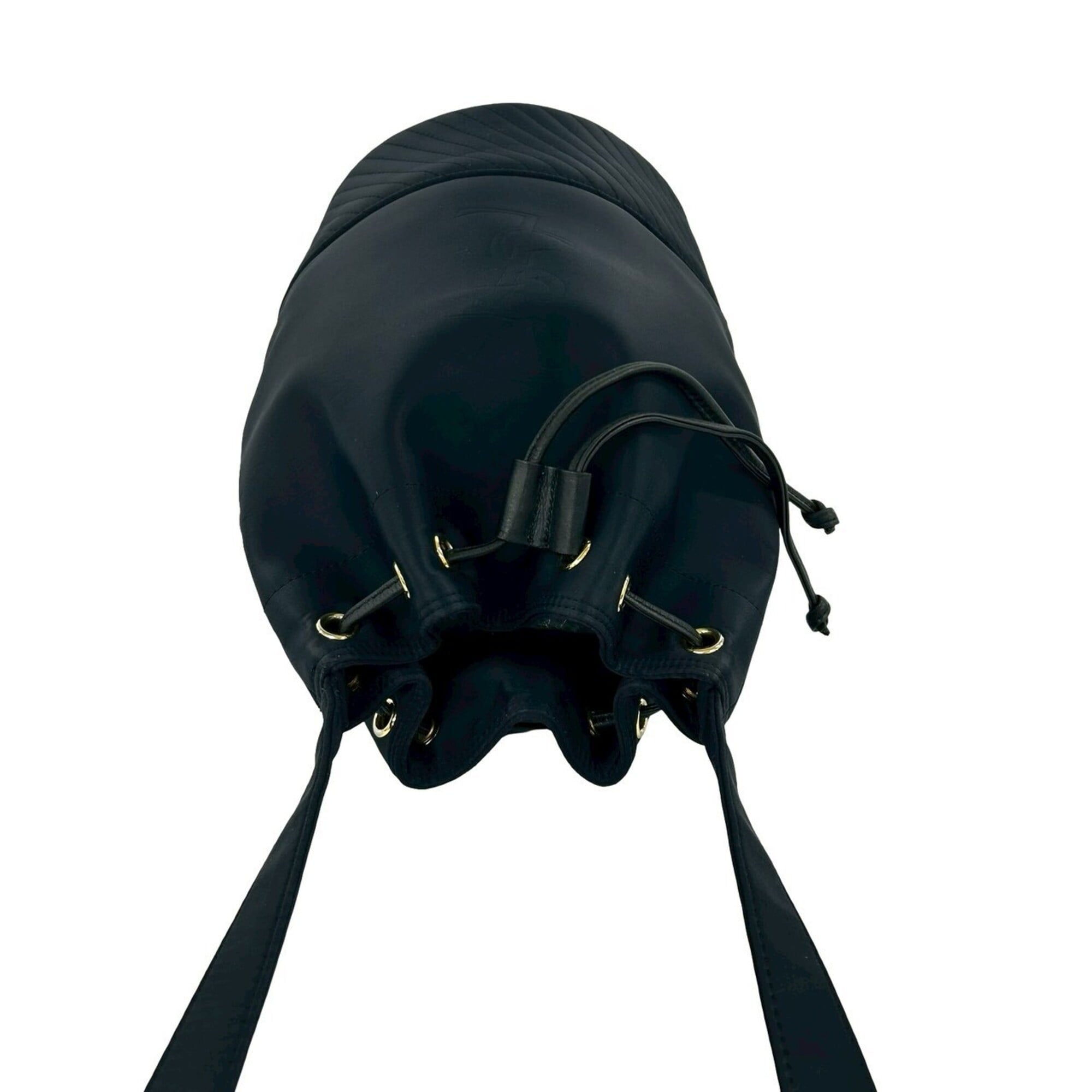 Yves Saint Laurent Black Navy Nylon Leather Shoulder Bag (Pre-Owned)