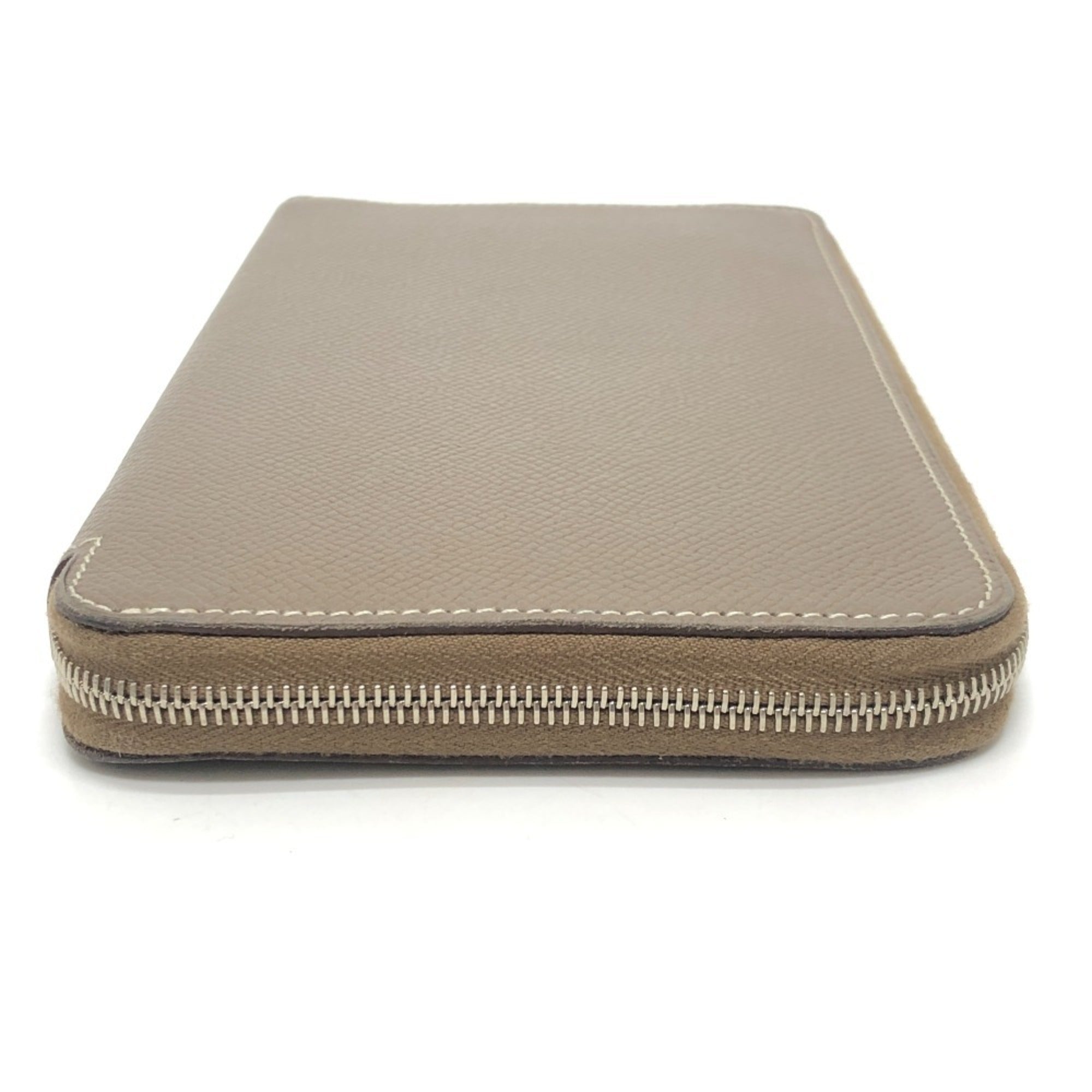 Hermes Brown Etoupe Gray Epsom Leather Long Wallet (Bi-Fold) (Pre-Owned)