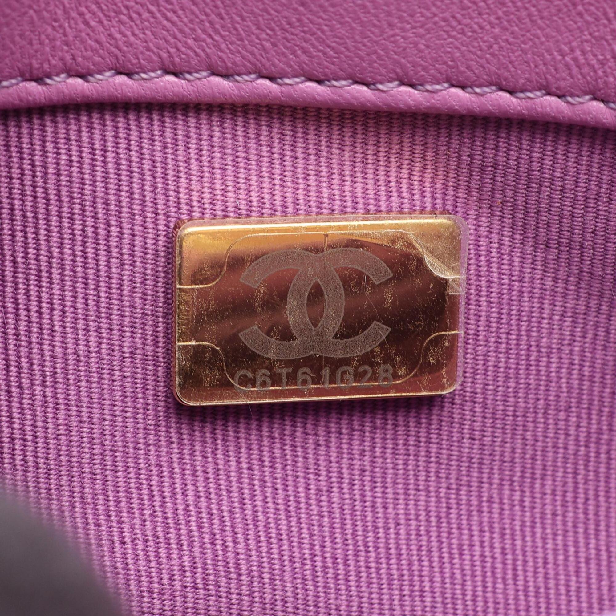 Chanel Purple Leather Handbag Shoulder Bag (Pre-Owned)