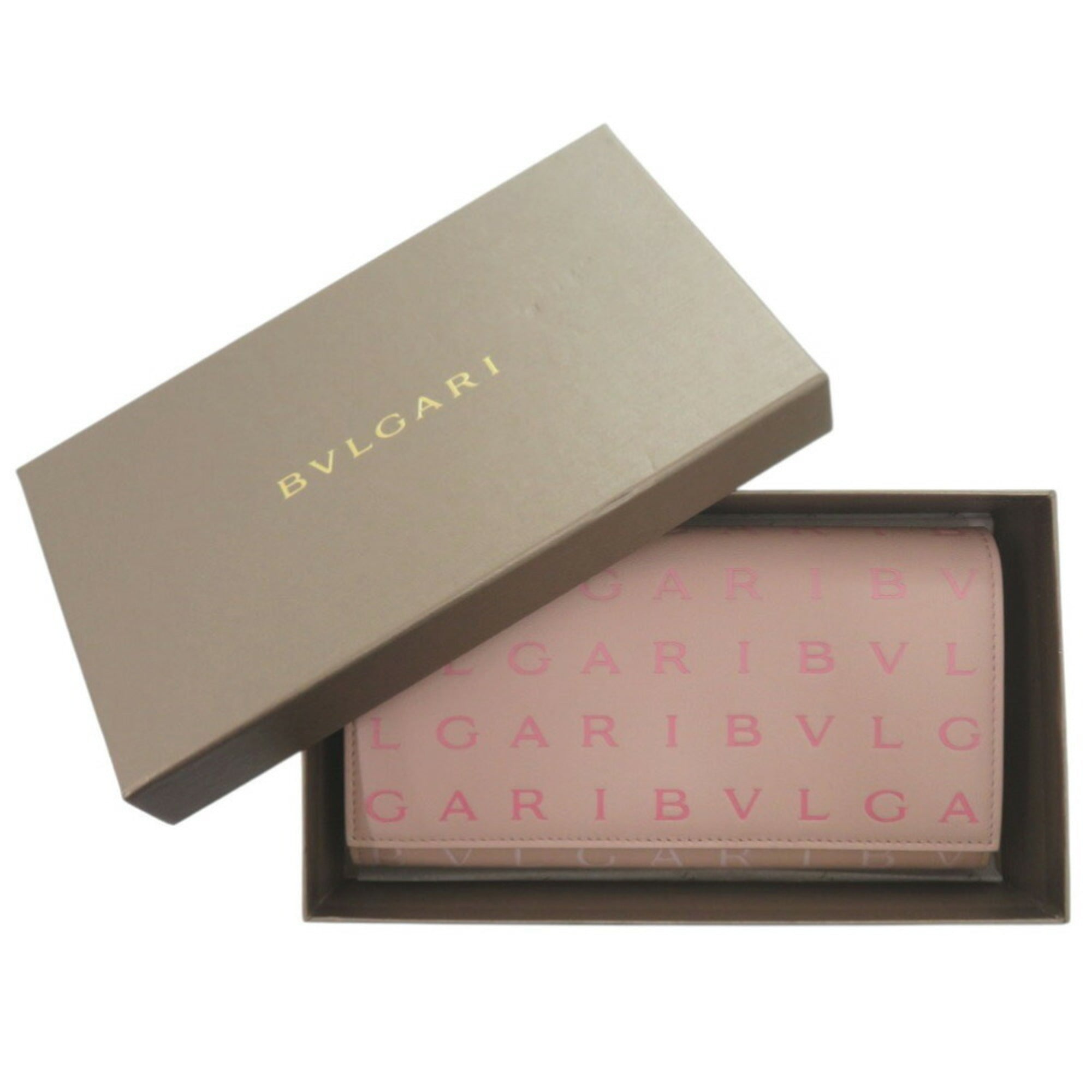 Bvlgari Pink Leather Long Wallet (Bi-Fold) (Pre-Owned)