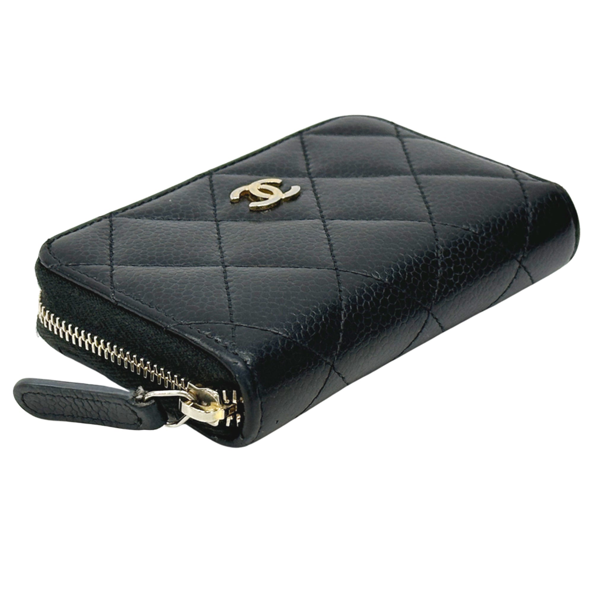 Chanel Black Grained Calfskin Coin Purse/Coin Case (Pre-Owned)