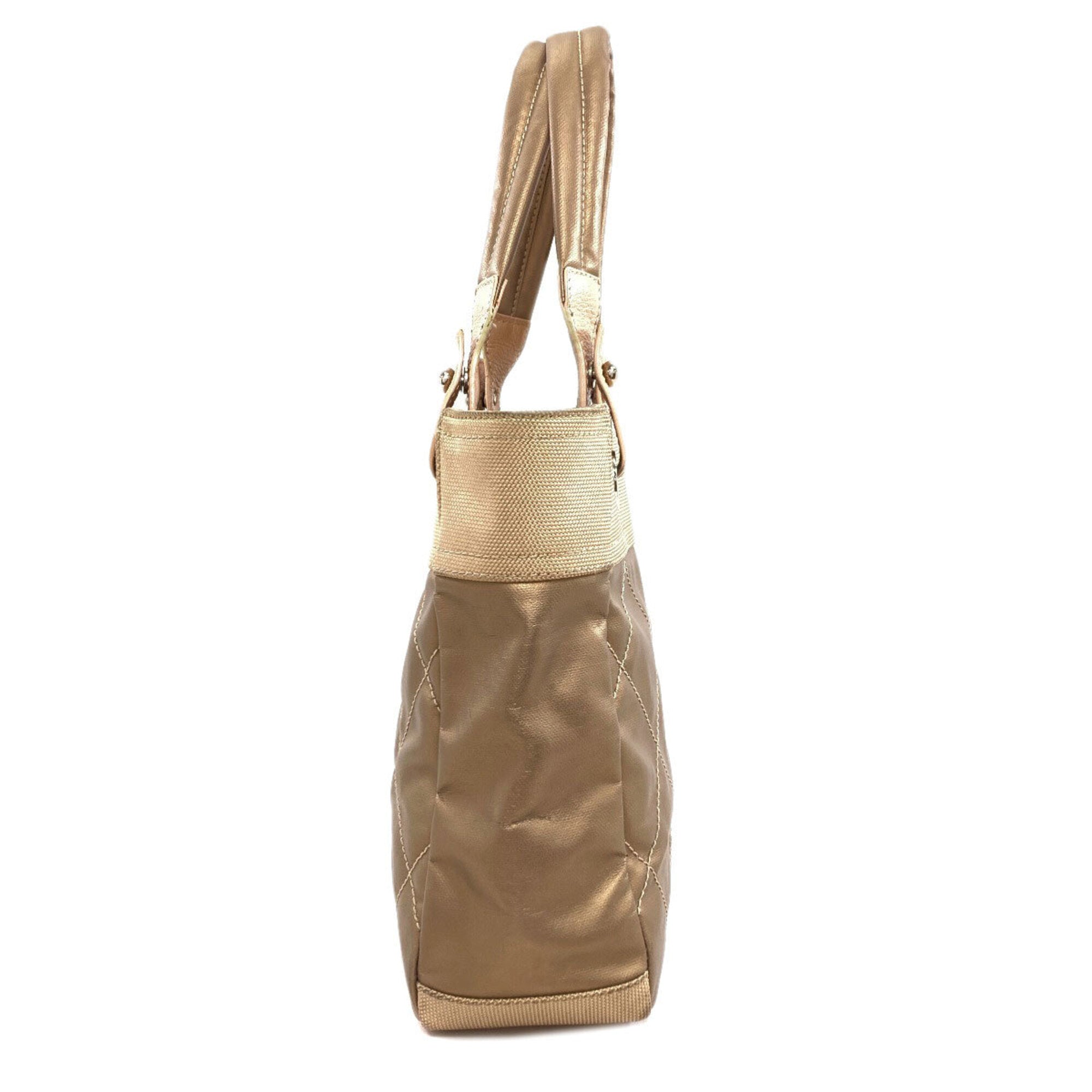 Chanel Gold Canvas Leather Tote Bag (Pre-Owned)