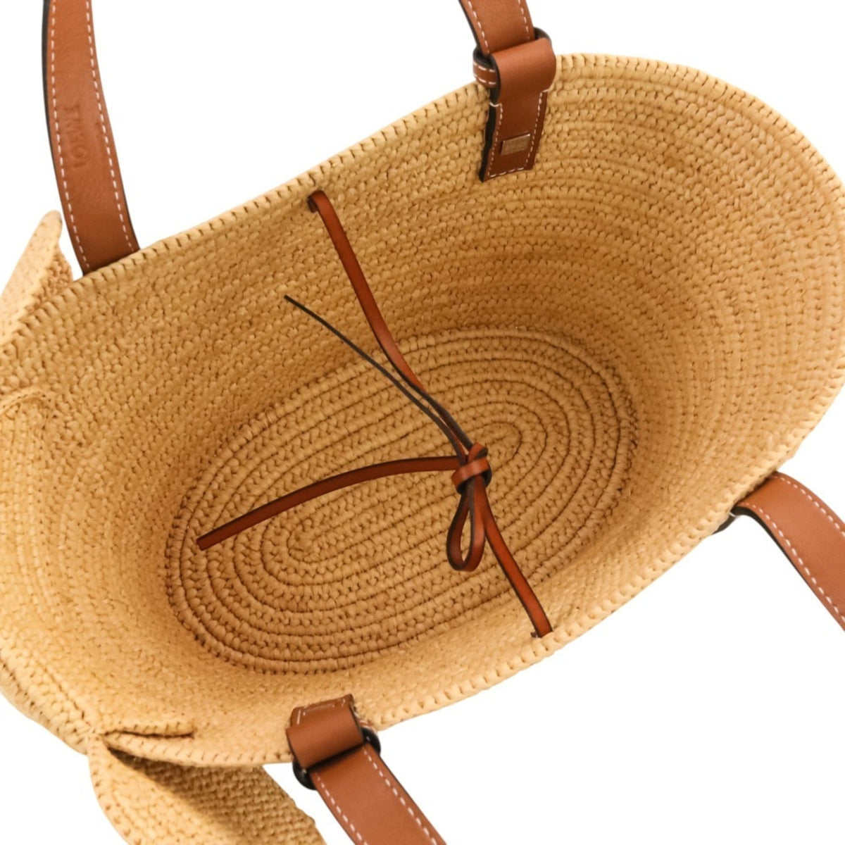 Loewe Brown Raffia Leather Basket Handbag Tote Bag (Pre-Owned)