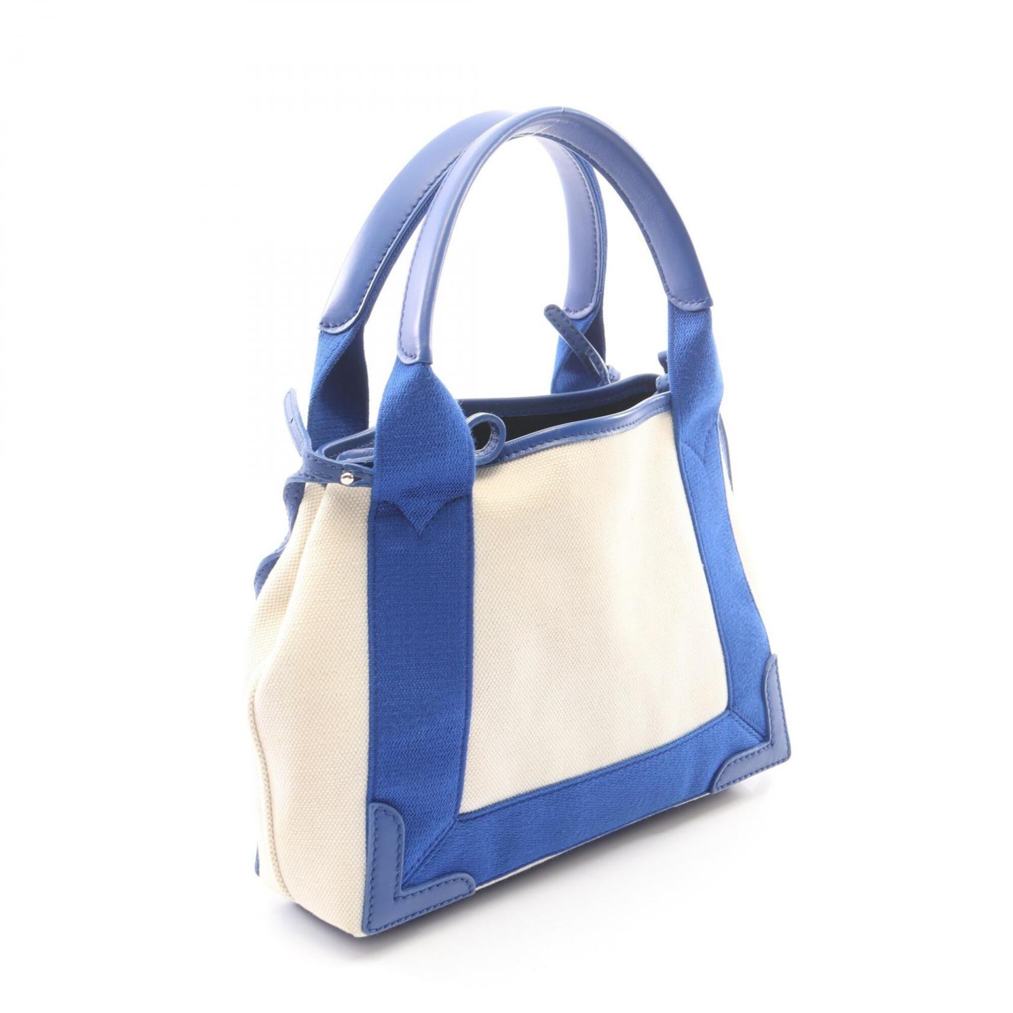 Balenciaga Blue Ivory Canvas Leather Handbag Pouch (Pre-Owned)