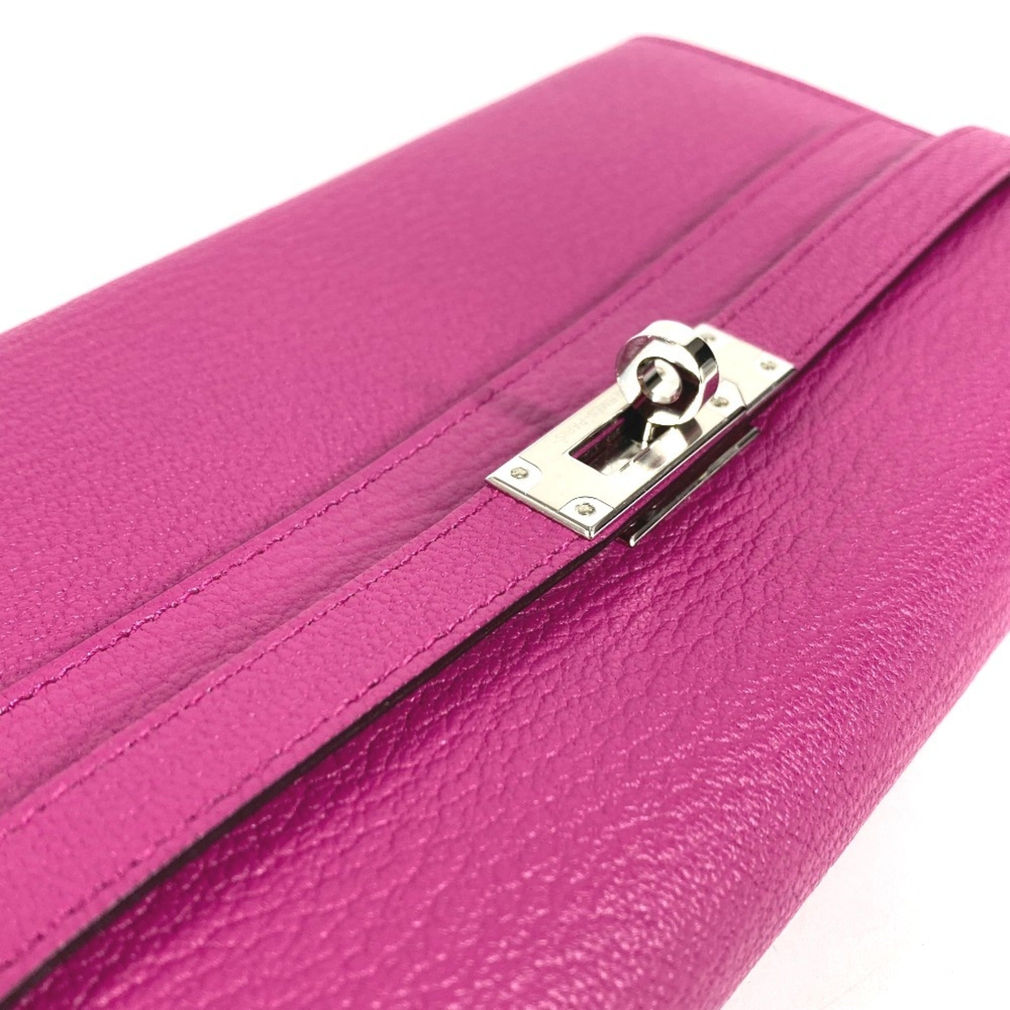 Hermes Rose Purple Chevre Leather Long Wallet (Bi-Fold) (Pre-Owned)