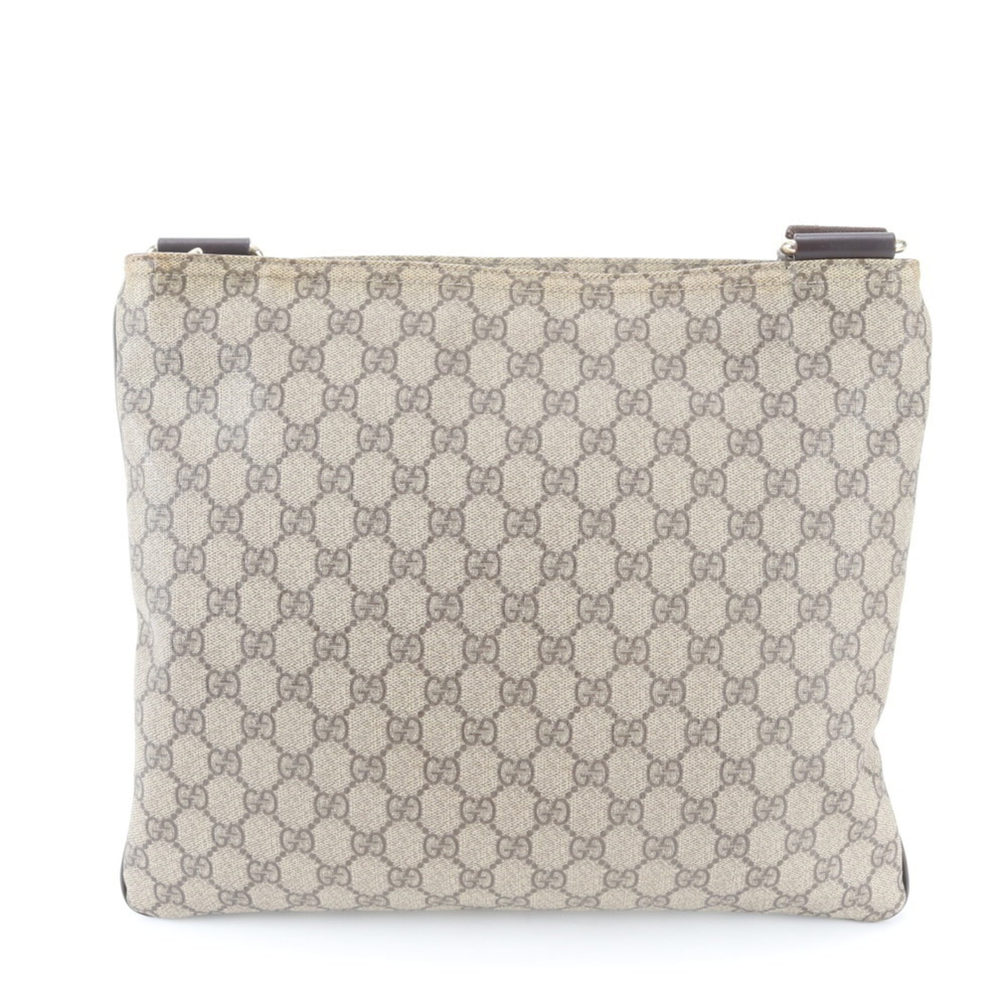 Gucci Brown Leather Coated Canvas Messenger Bag Shoulder Bag (Pre-Owned)