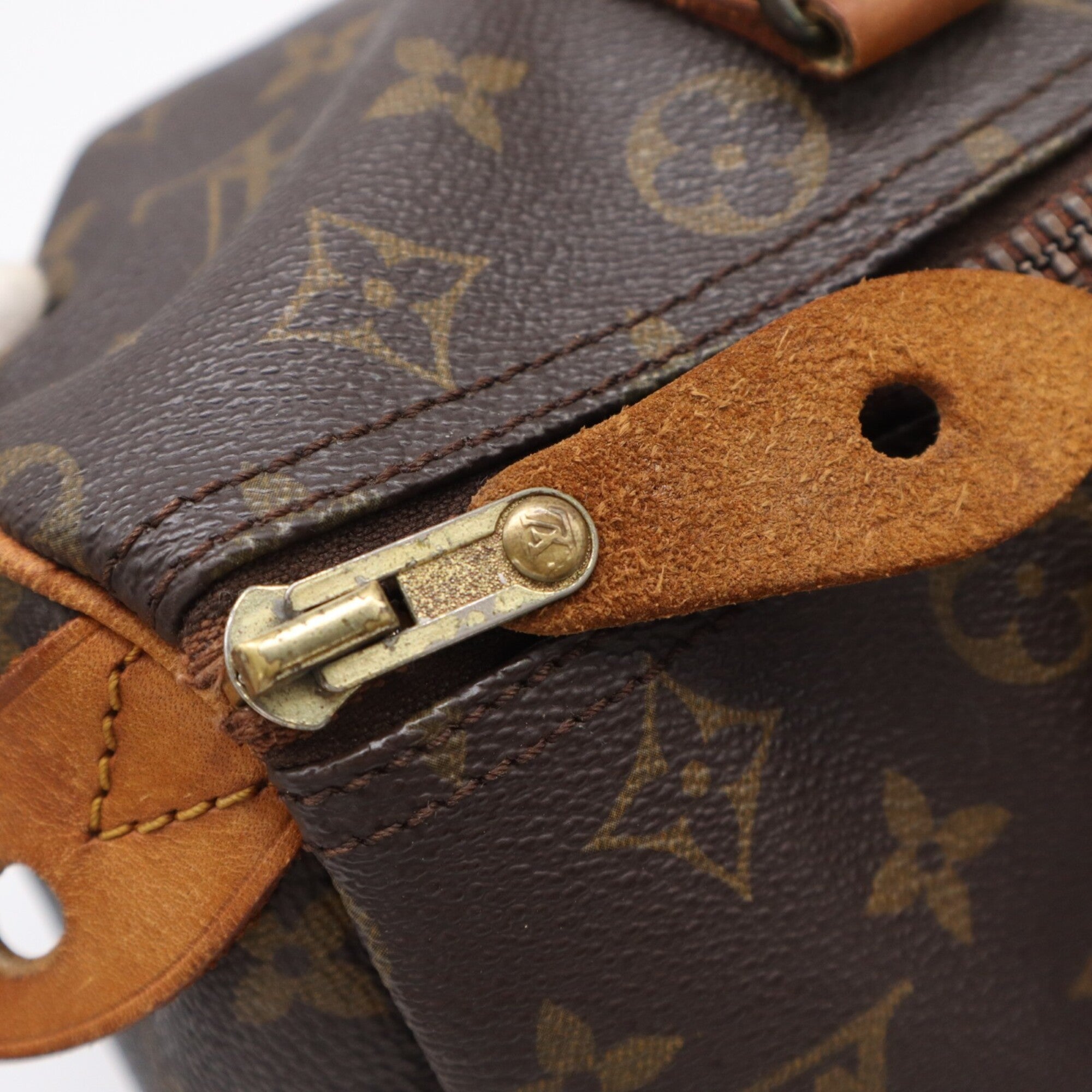 Louis Vuitton Beige Blue Brown Monogram Coated Canvas Leather Handbag (Pre-Owned)