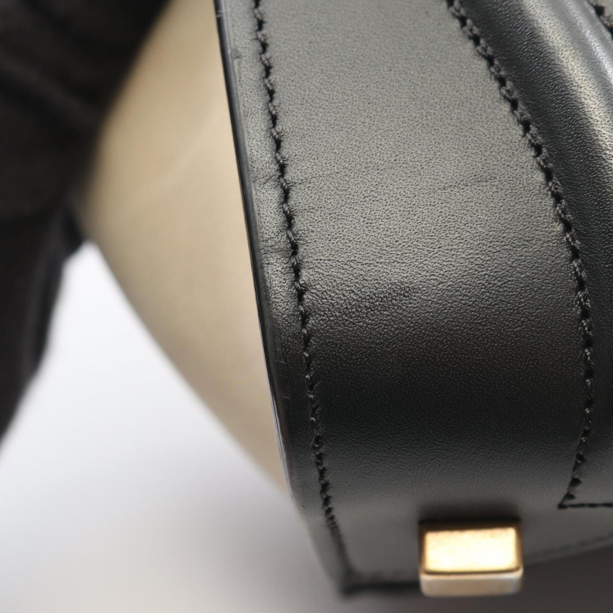 Celine Beige Black White Leather Handbag Tote Bag (Pre-Owned)